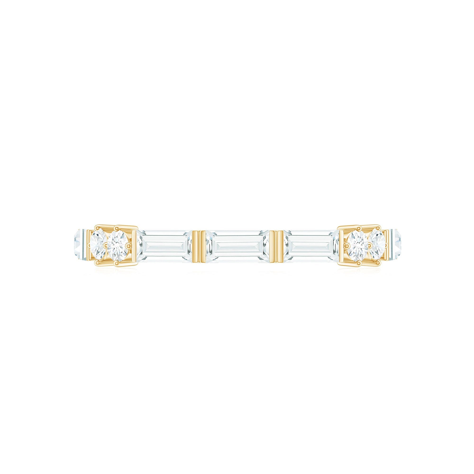 Baguette Cut Moissanite Minimalist Half Eternity Ring