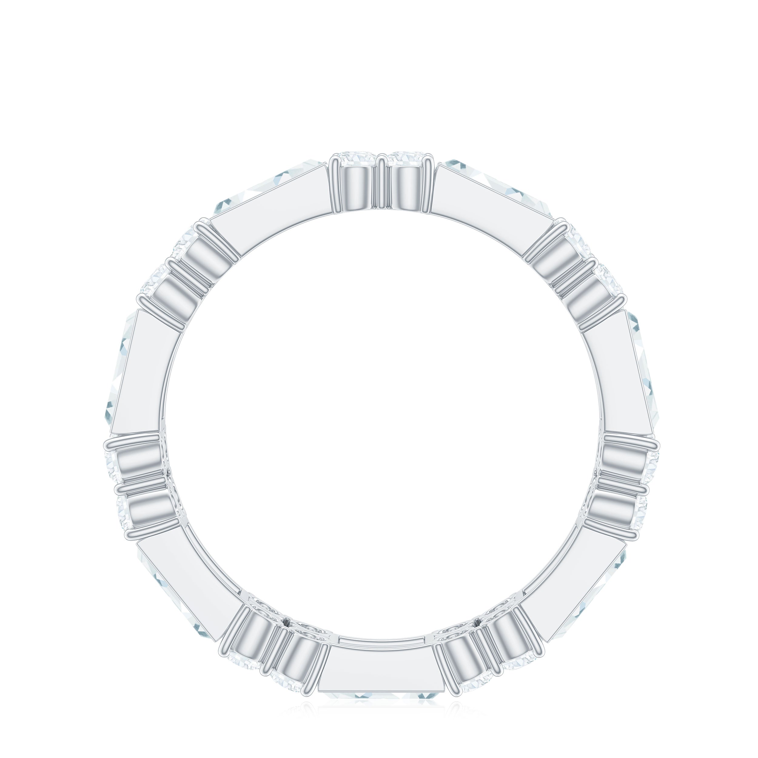 Moissanite Round and Baguette Wedding Band