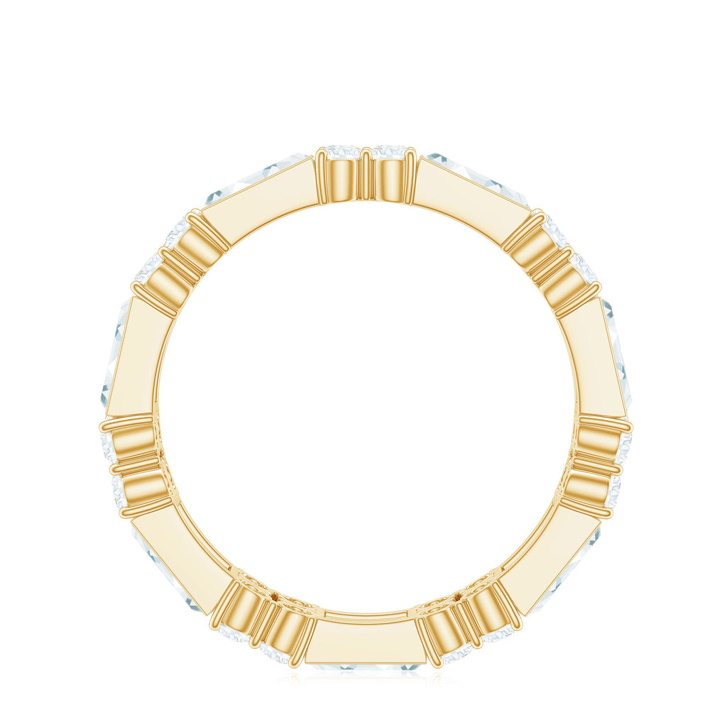 Moissanite Round and Baguette Wedding Band