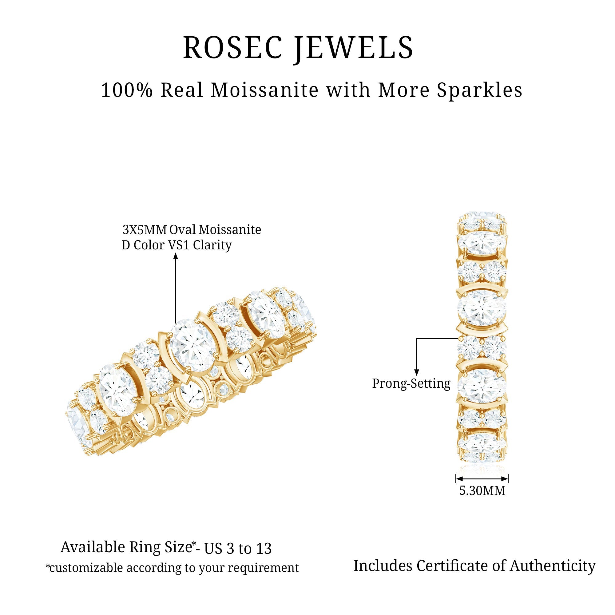 Oval Cut Moissanite Full Eternity Wedding Band