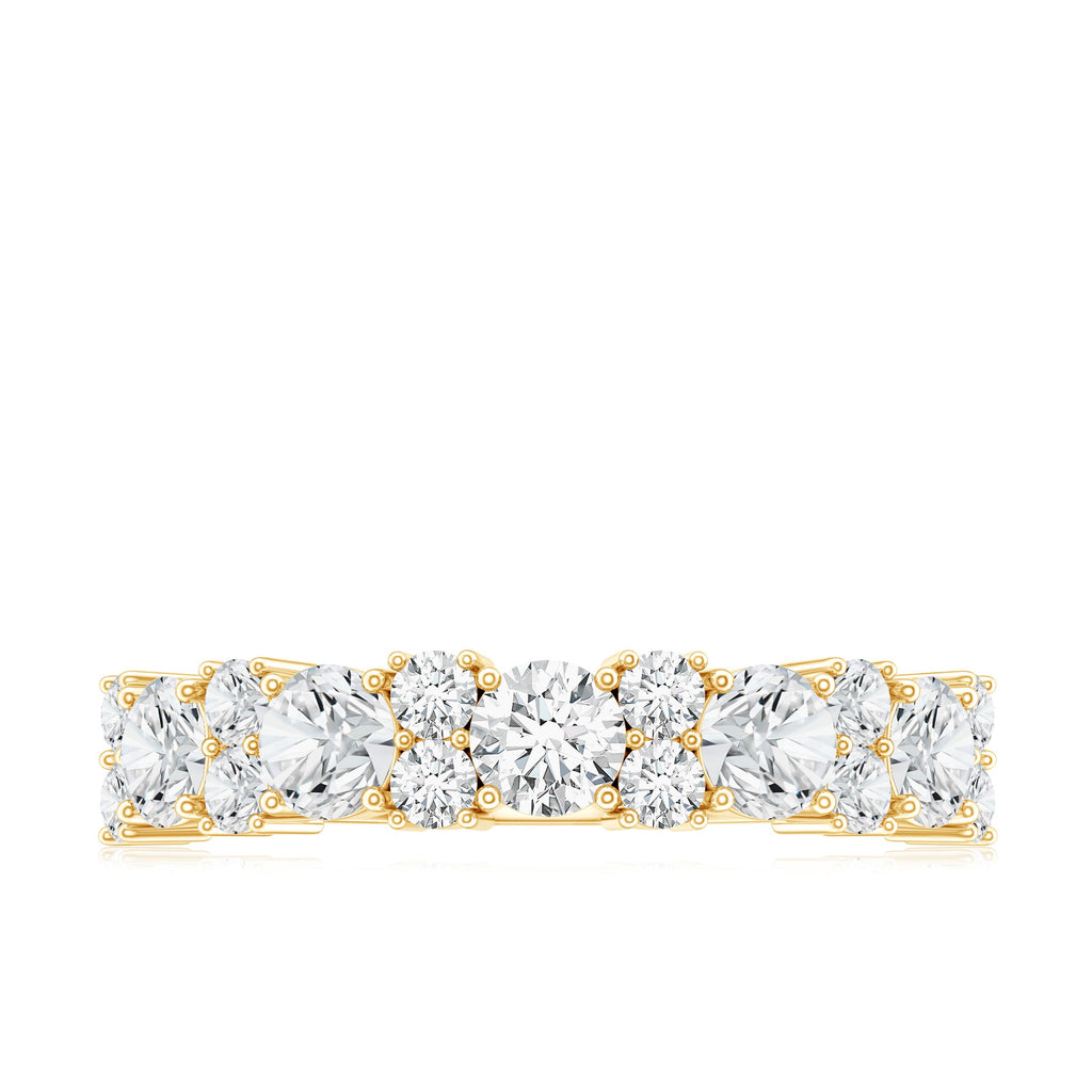 Moissanite Half Eternity Wedding Band with Certificate
