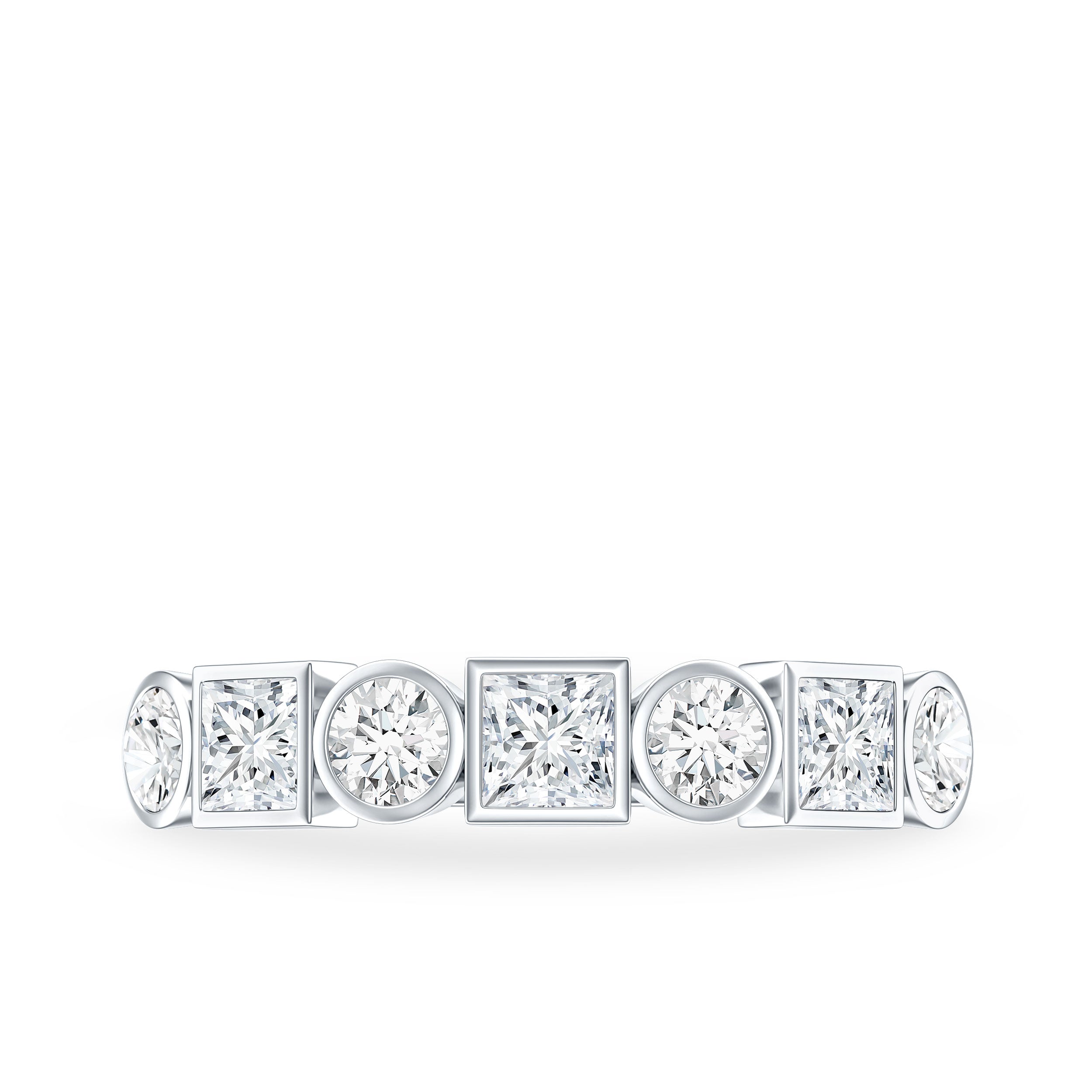 Alternate Bezel Set Moissanite Half Eternity Band Ring