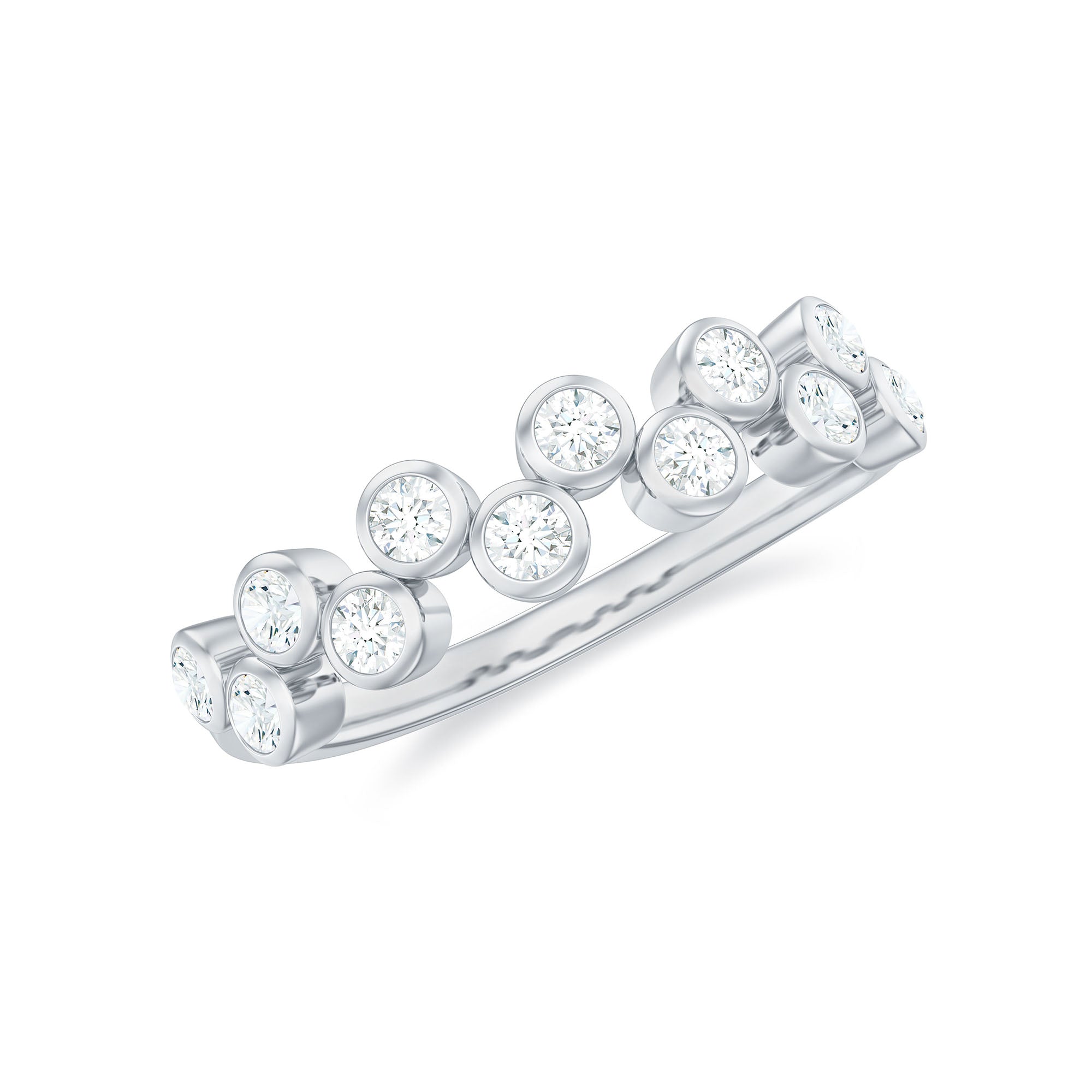 Bezel Set Moissanite Half Eternity Ring for Women