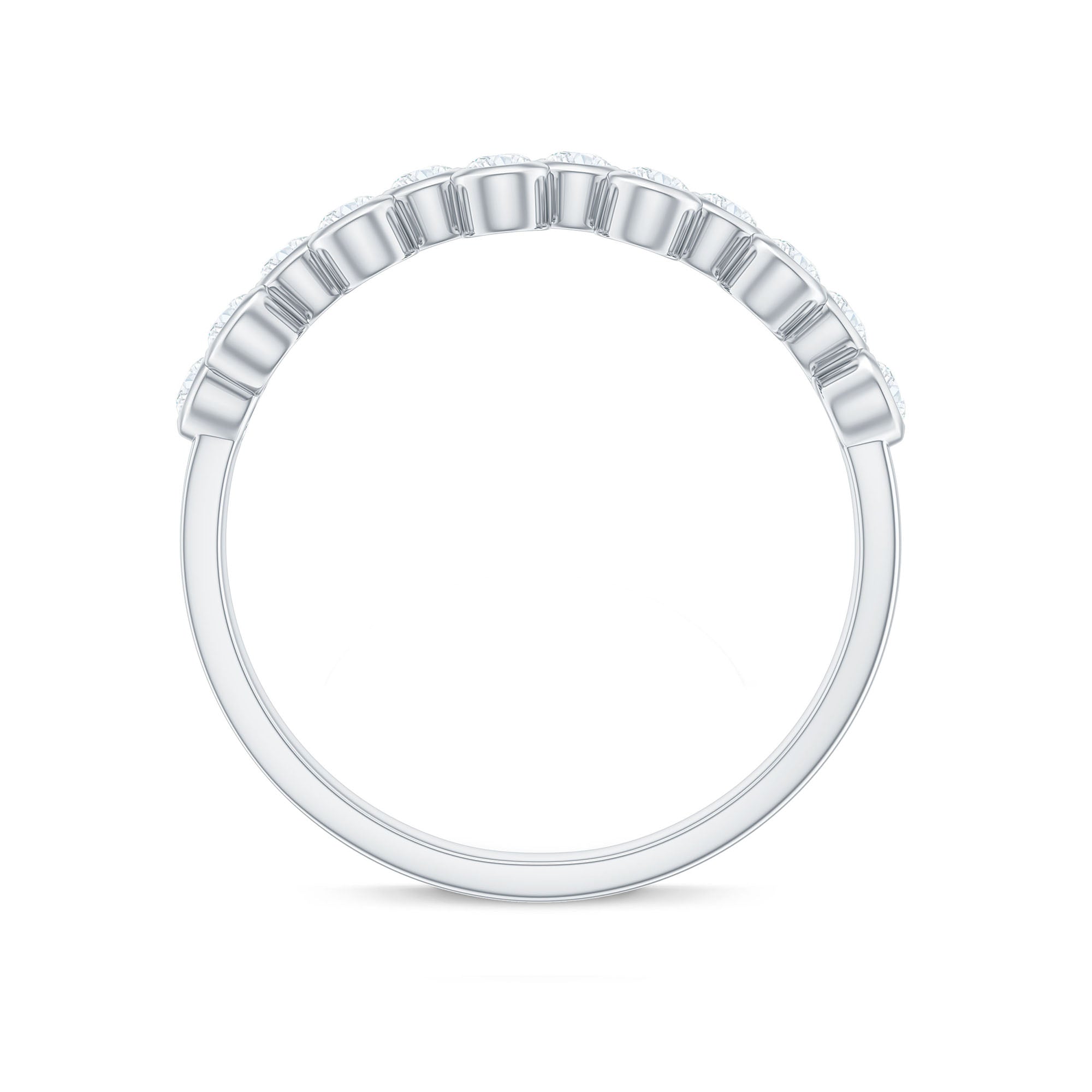 Bezel Set Moissanite Half Eternity Ring for Women