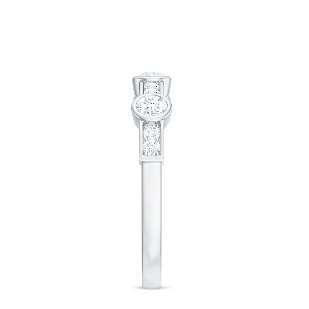 Certified Moissanite Semi Eternity Wedding Band Ring