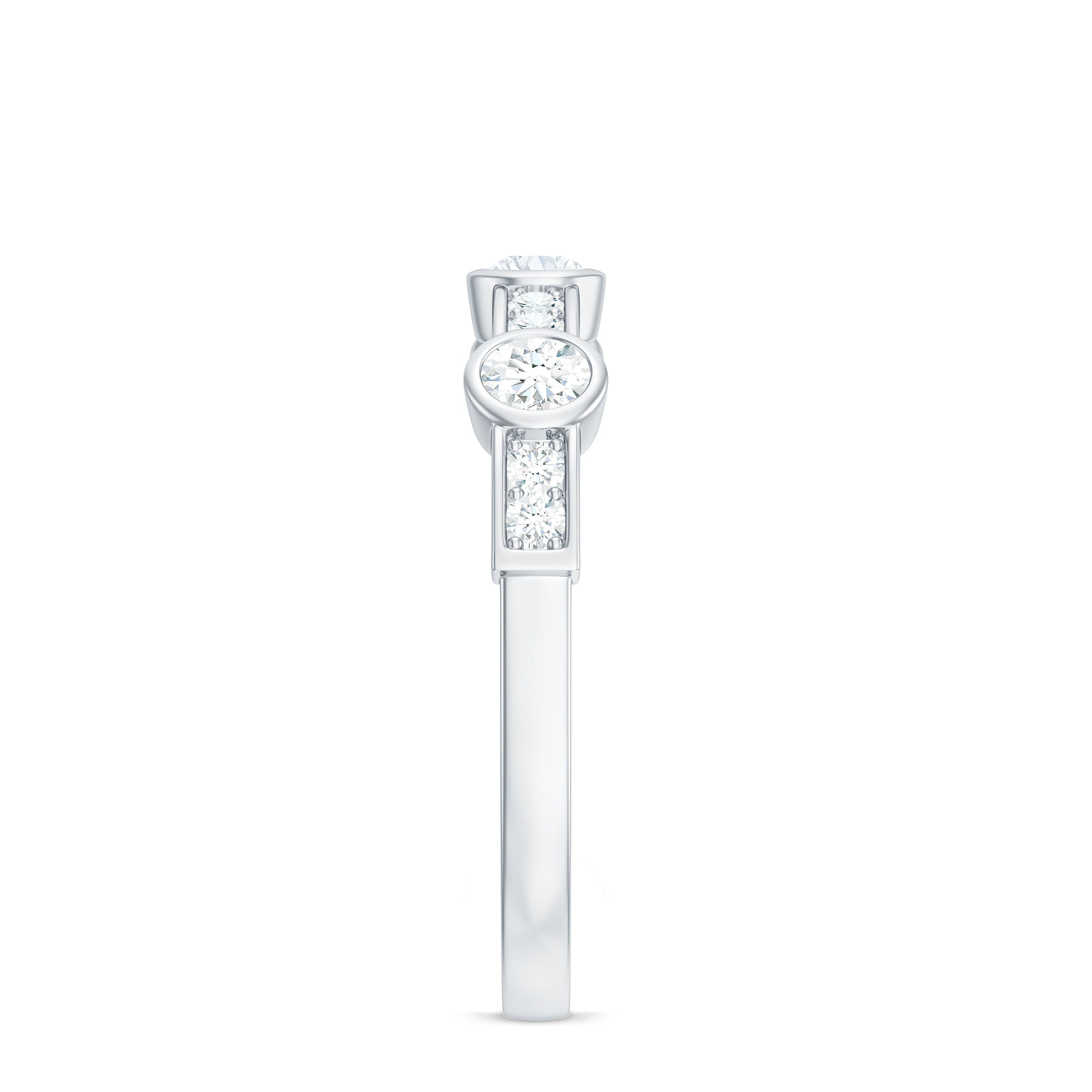 Certified Moissanite Semi Eternity Wedding Band Ring