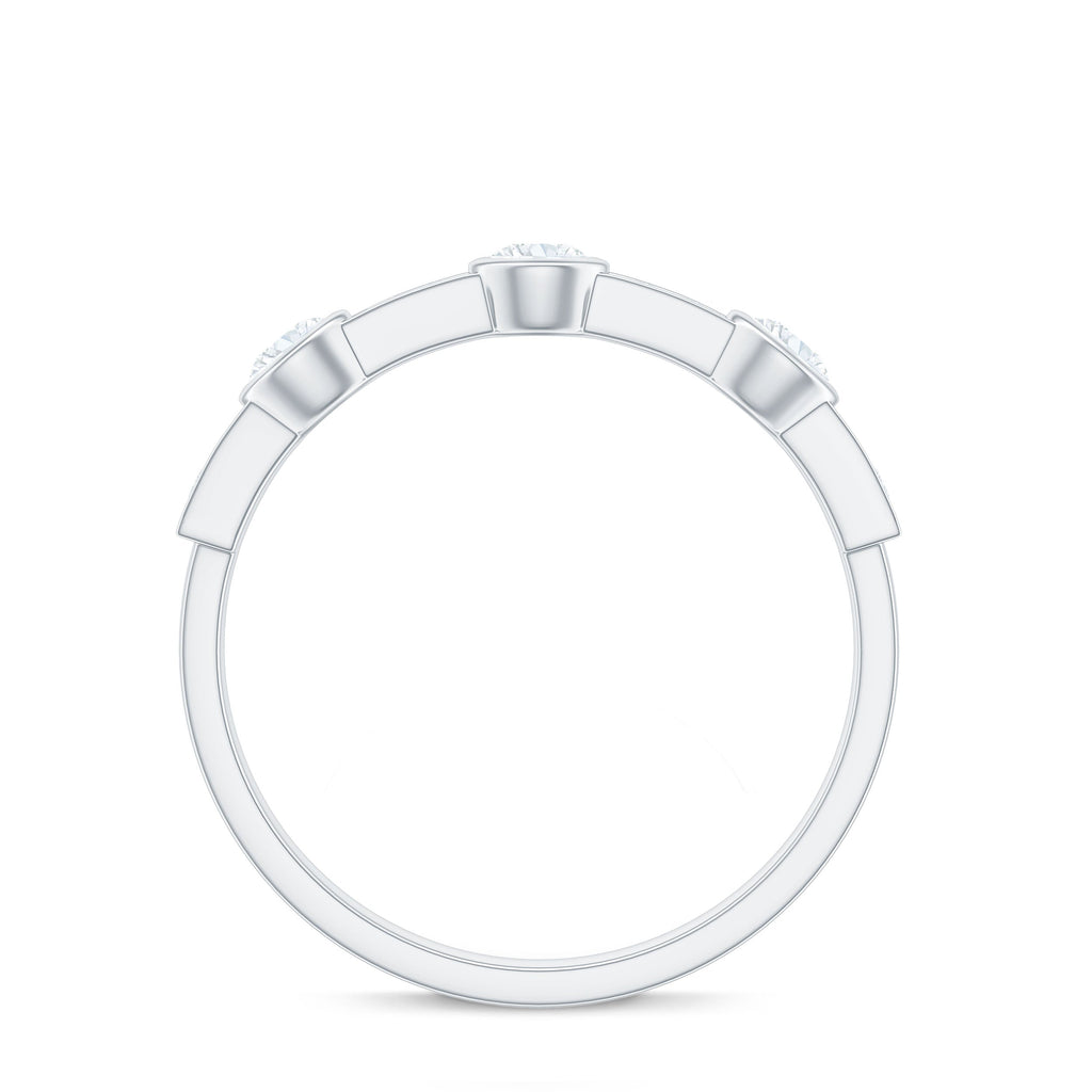 Certified Moissanite Semi Eternity Wedding Band Ring