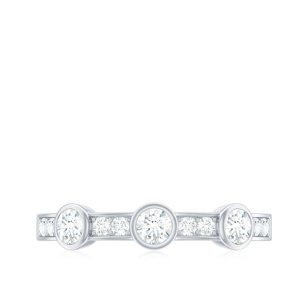 Certified Moissanite Semi Eternity Wedding Band Ring