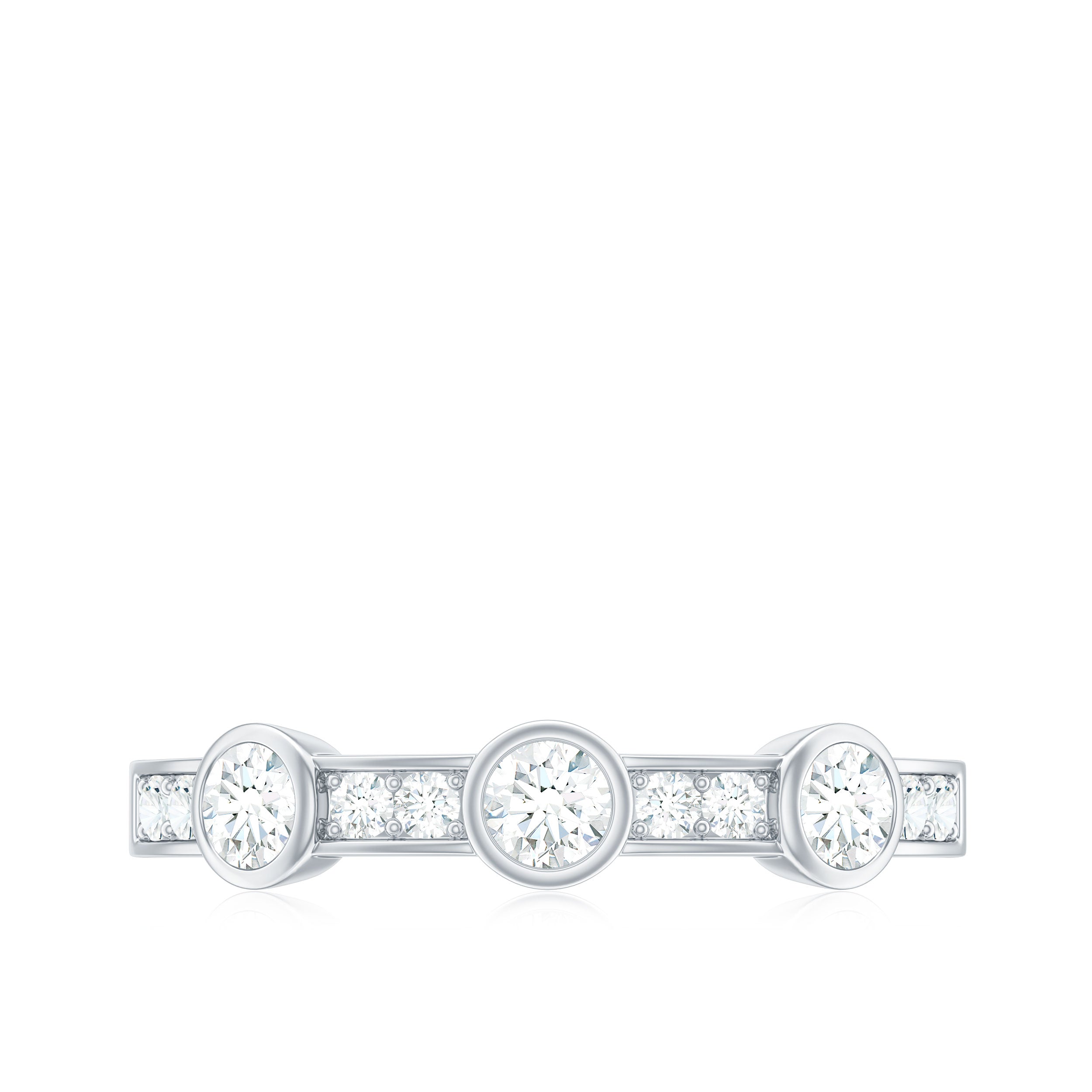 Certified Moissanite Semi Eternity Wedding Band Ring