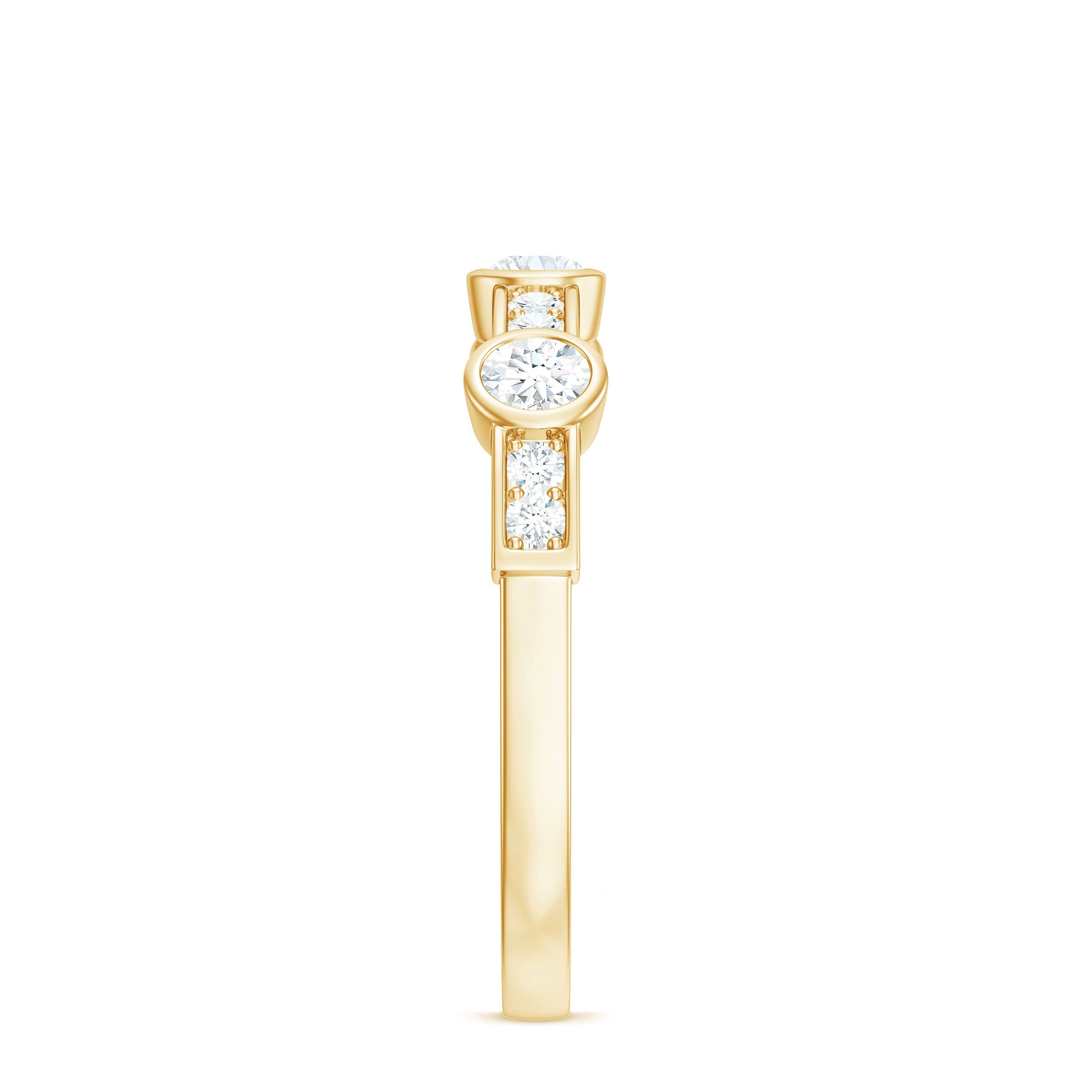 Certified Moissanite Semi Eternity Wedding Band Ring