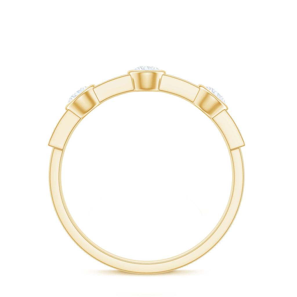 Certified Moissanite Semi Eternity Wedding Band Ring