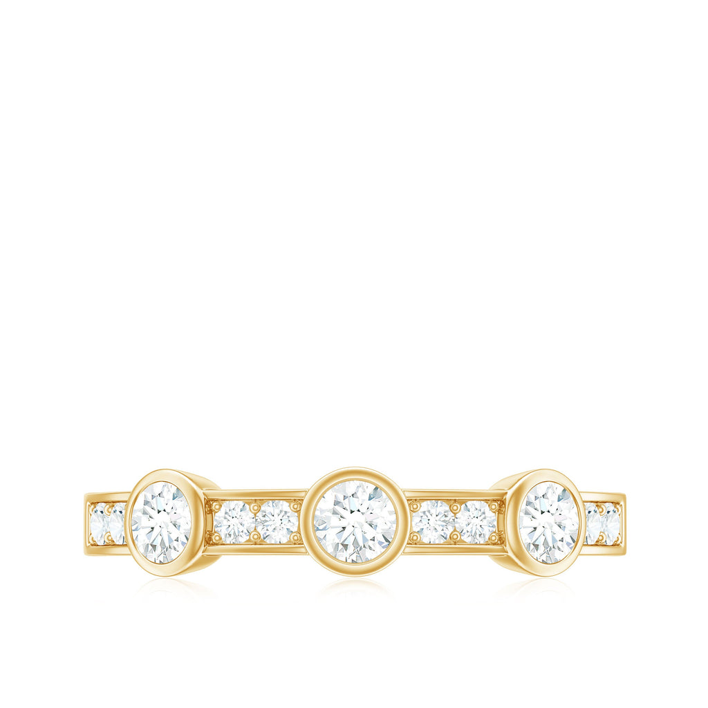 Certified Moissanite Semi Eternity Wedding Band Ring