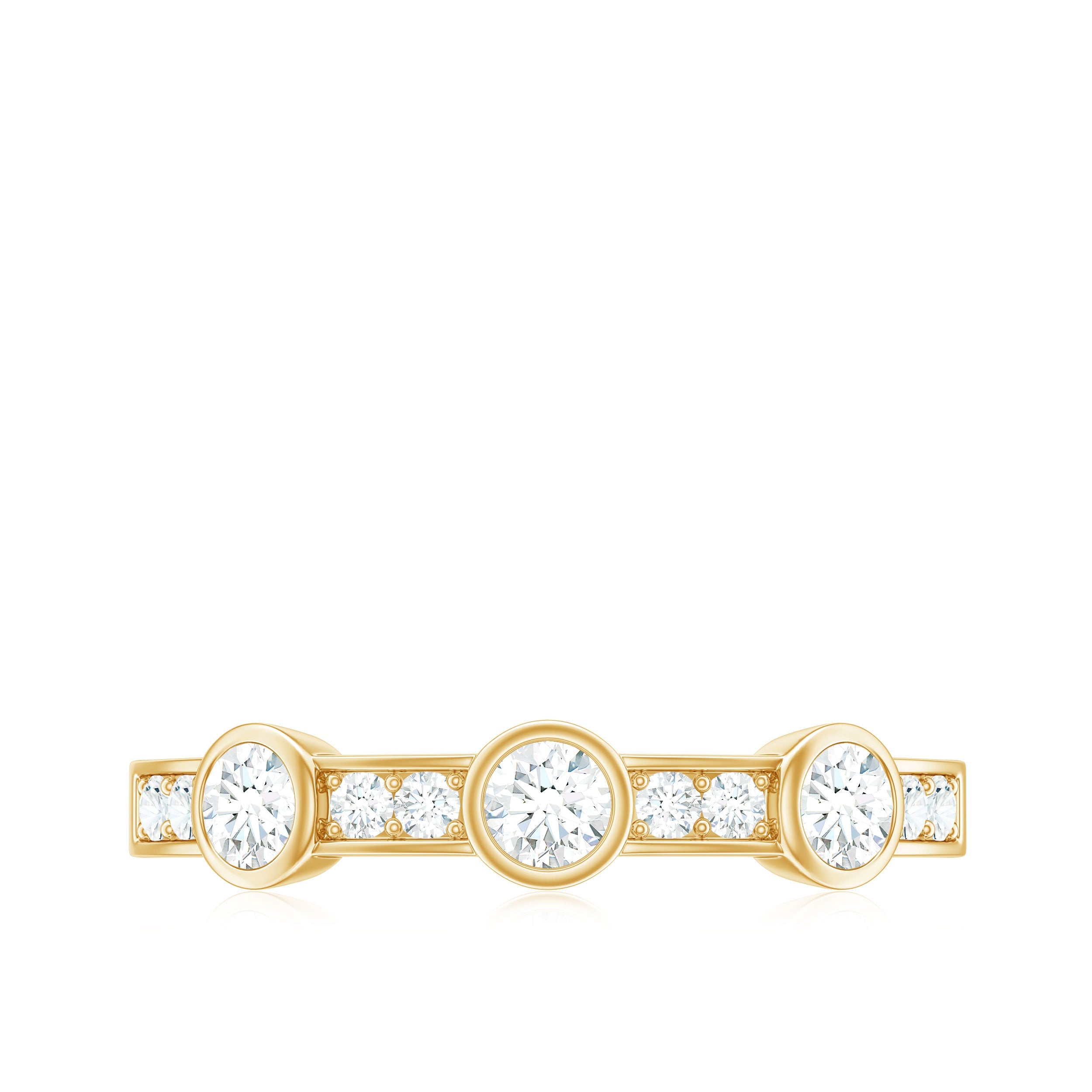 Certified Moissanite Semi Eternity Wedding Band Ring