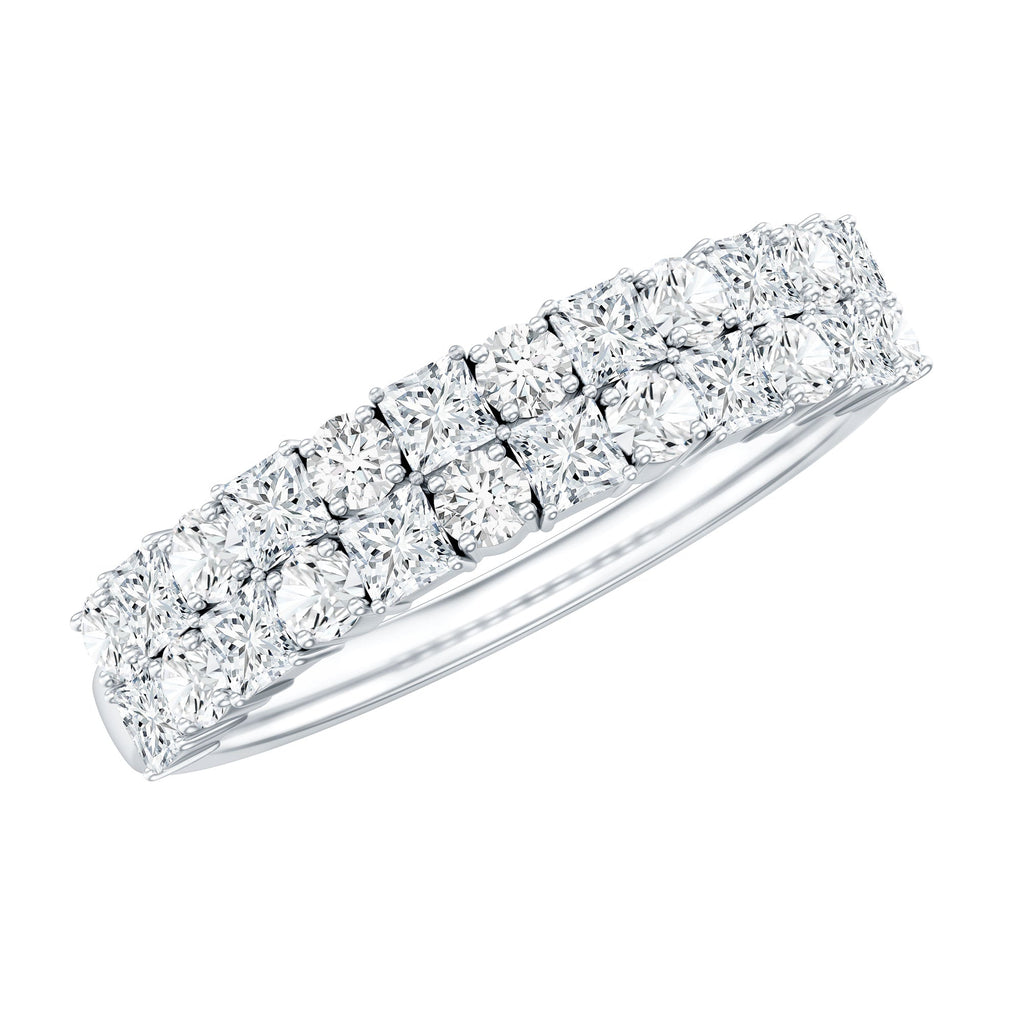 Double Row Moissanite Eternity Wedding Band
