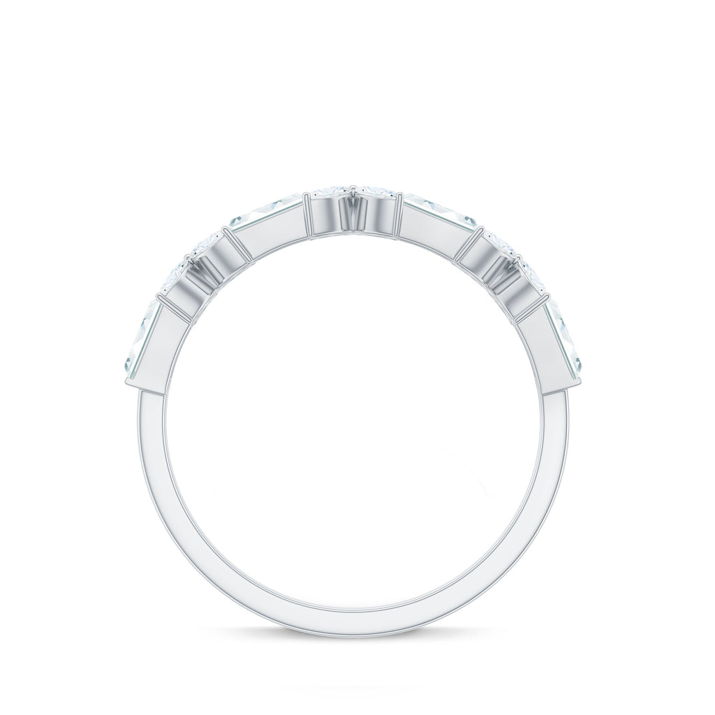 Moissanite Flower Wedding Band Ring with Certificate