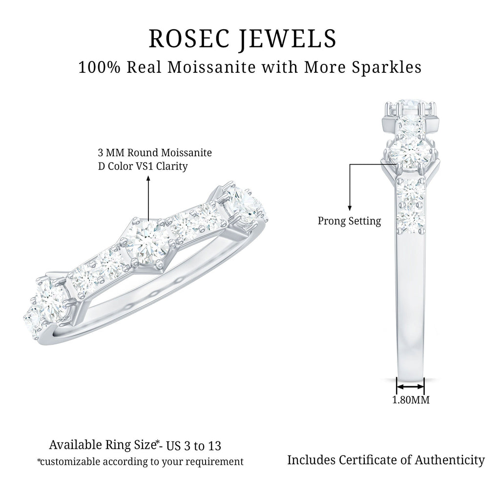 Round Cut Moissanite Half Eternity Band Ring