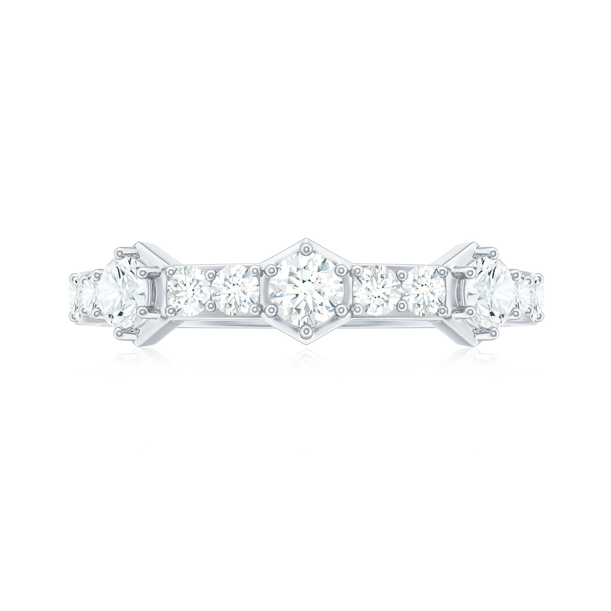 Round Cut Moissanite Half Eternity Band Ring