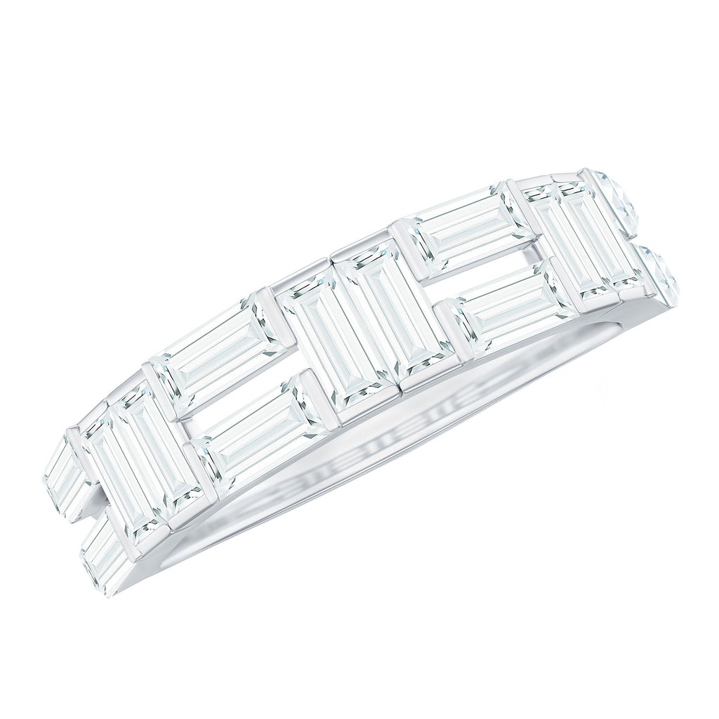 Bar Set Moissanite Baguette Wedding Band Ring