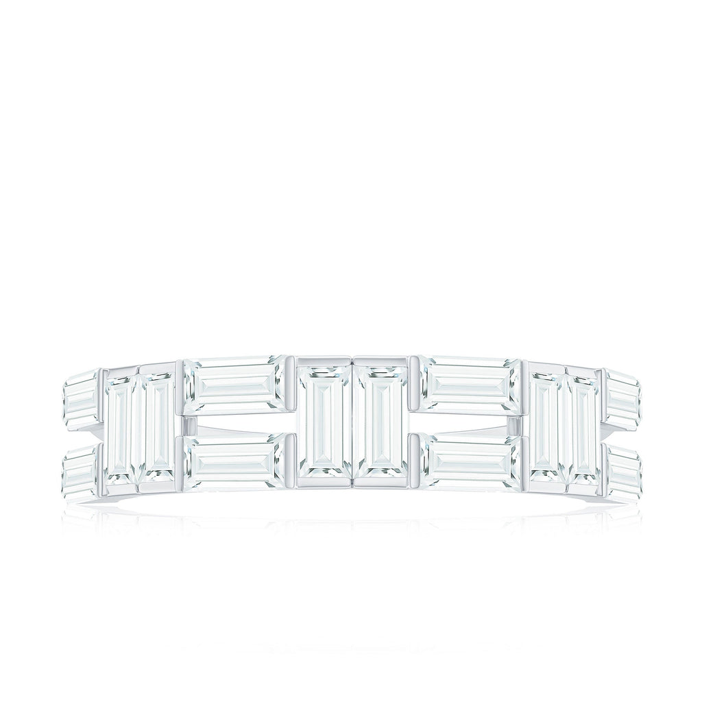 Bar Set Moissanite Baguette Wedding Band Ring