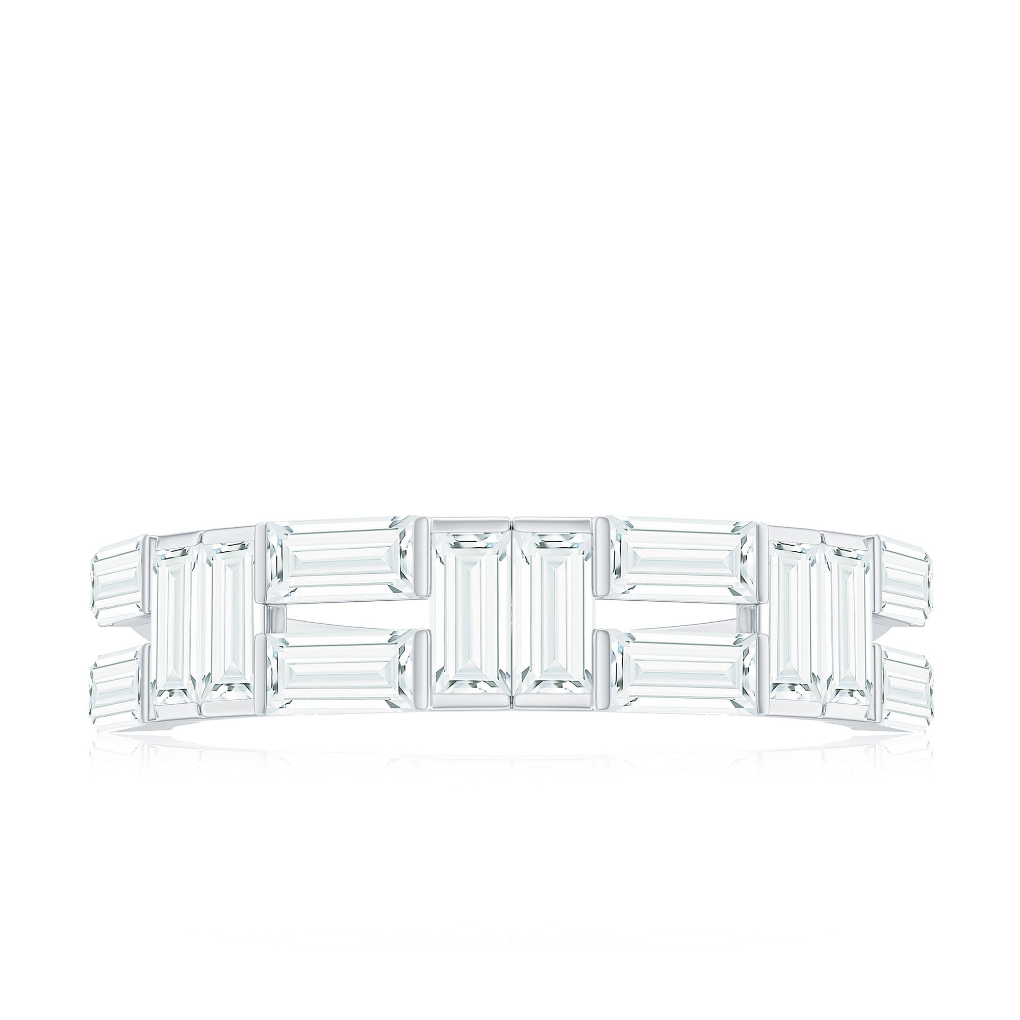Bar Set Moissanite Baguette Wedding Band Ring