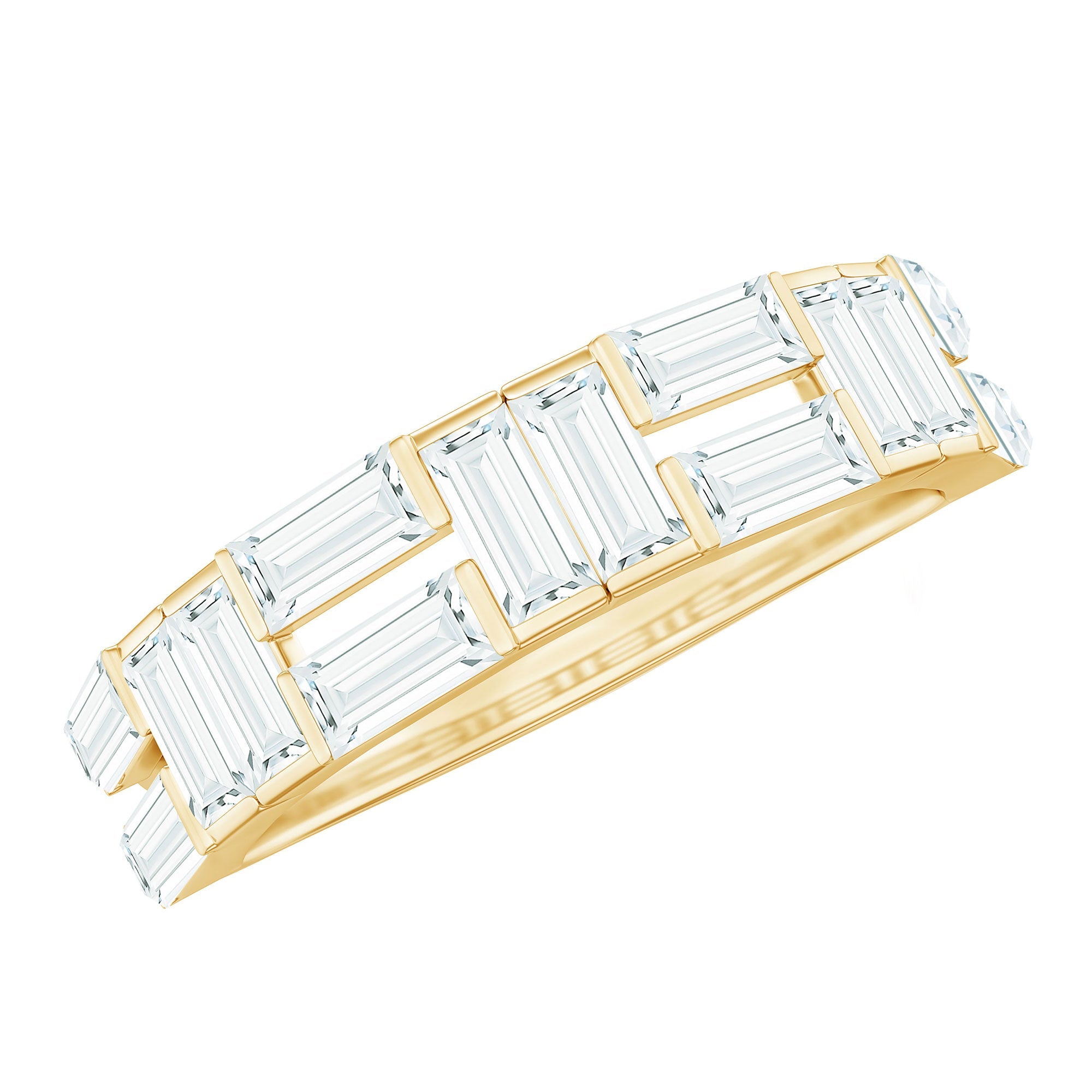 Bar Set Moissanite Baguette Wedding Band Ring
