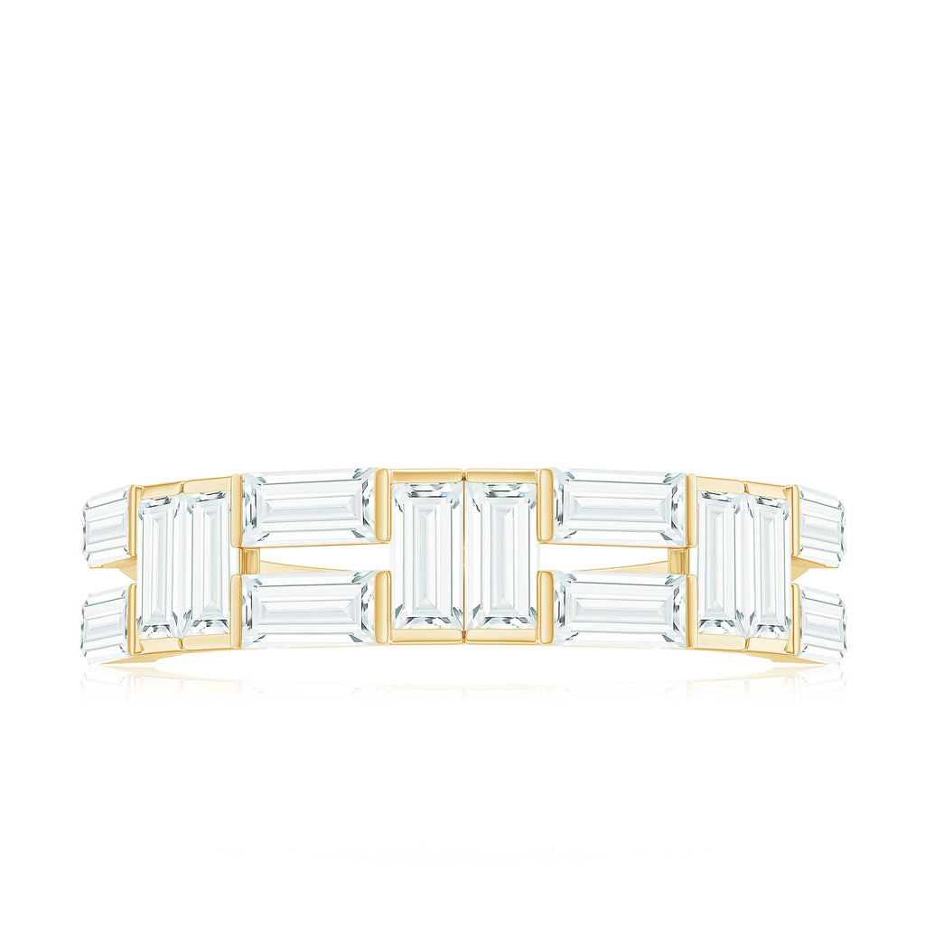 Bar Set Moissanite Baguette Wedding Band Ring
