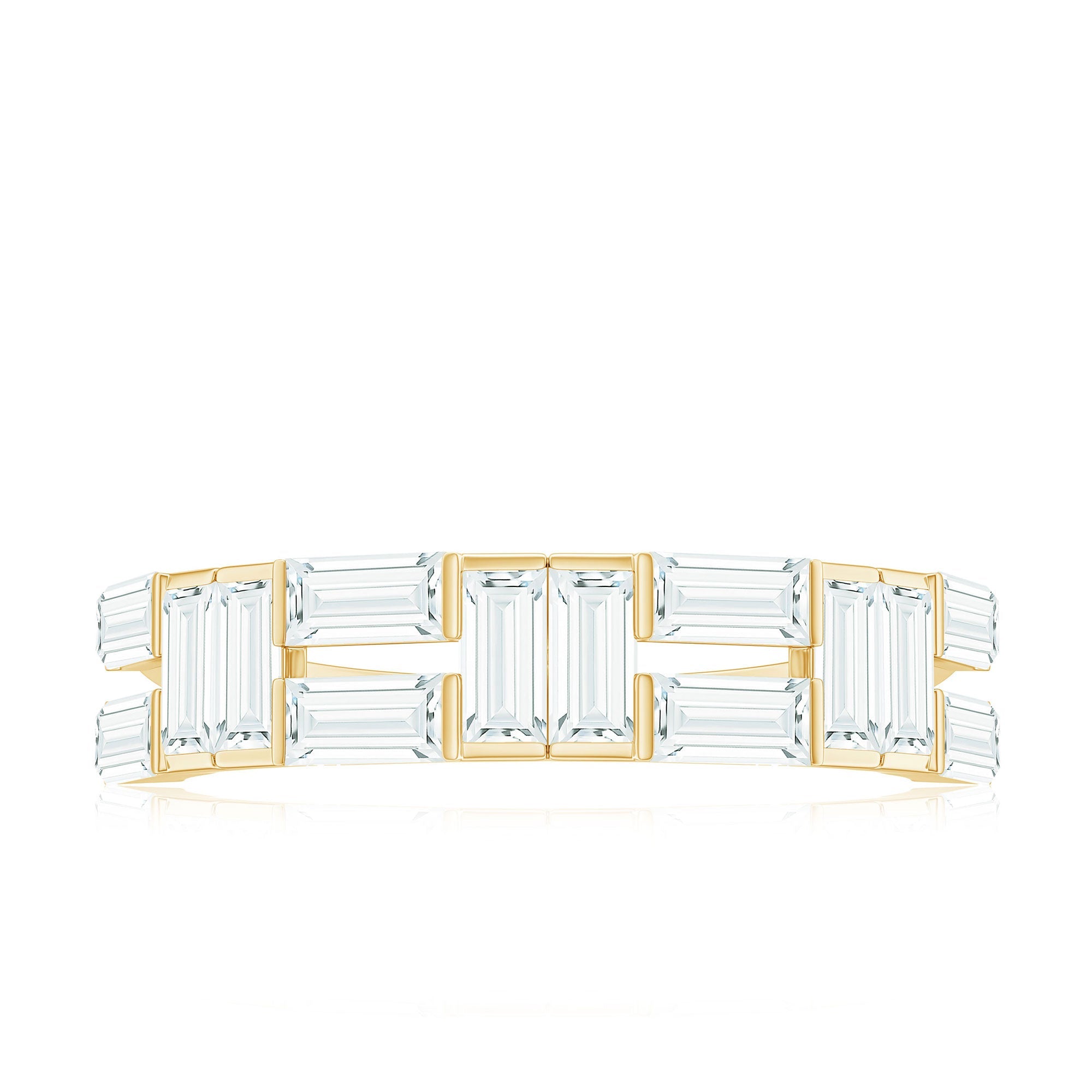 Bar Set Moissanite Baguette Wedding Band Ring