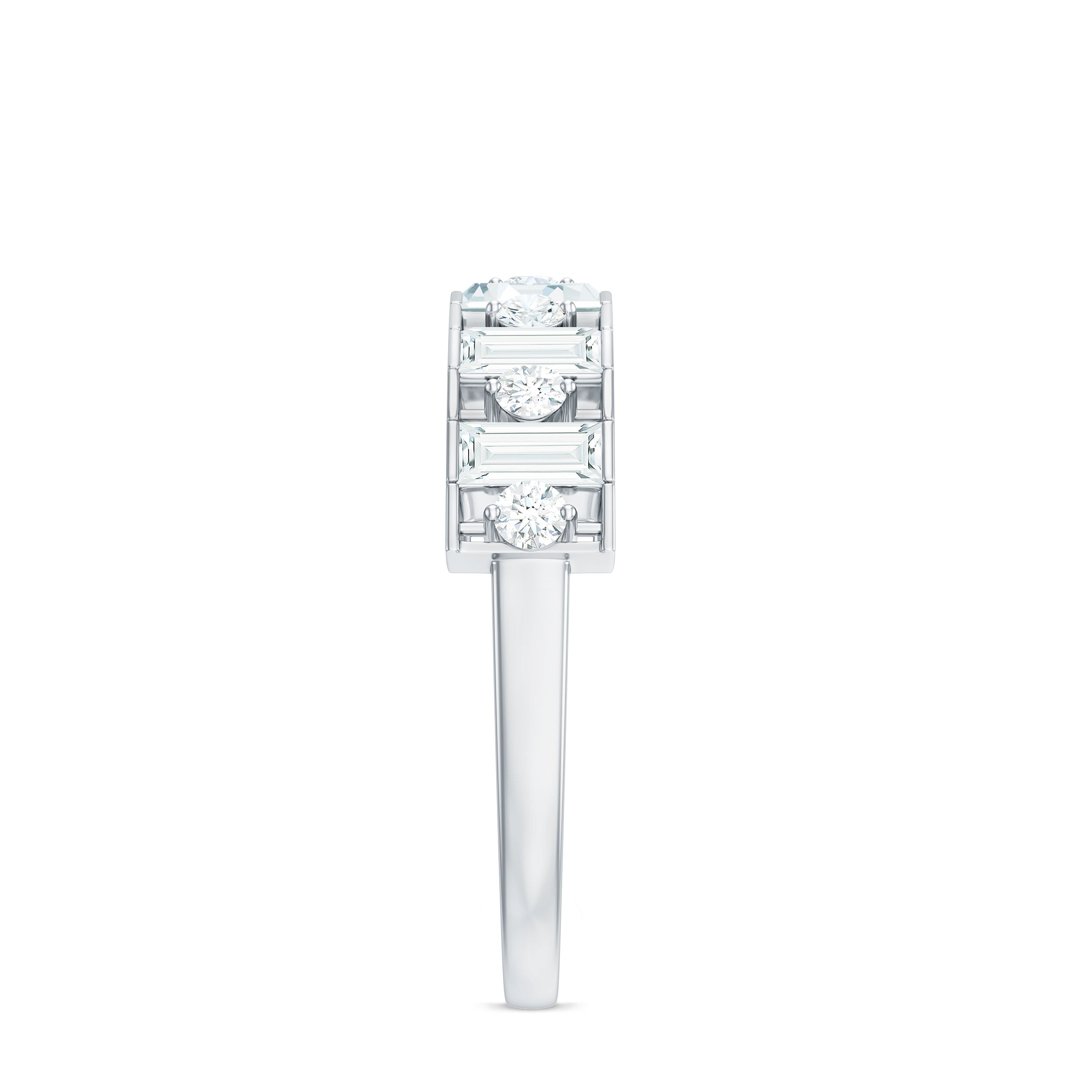 Baguette and Round Cut Moissanite Stackable Eternity Band