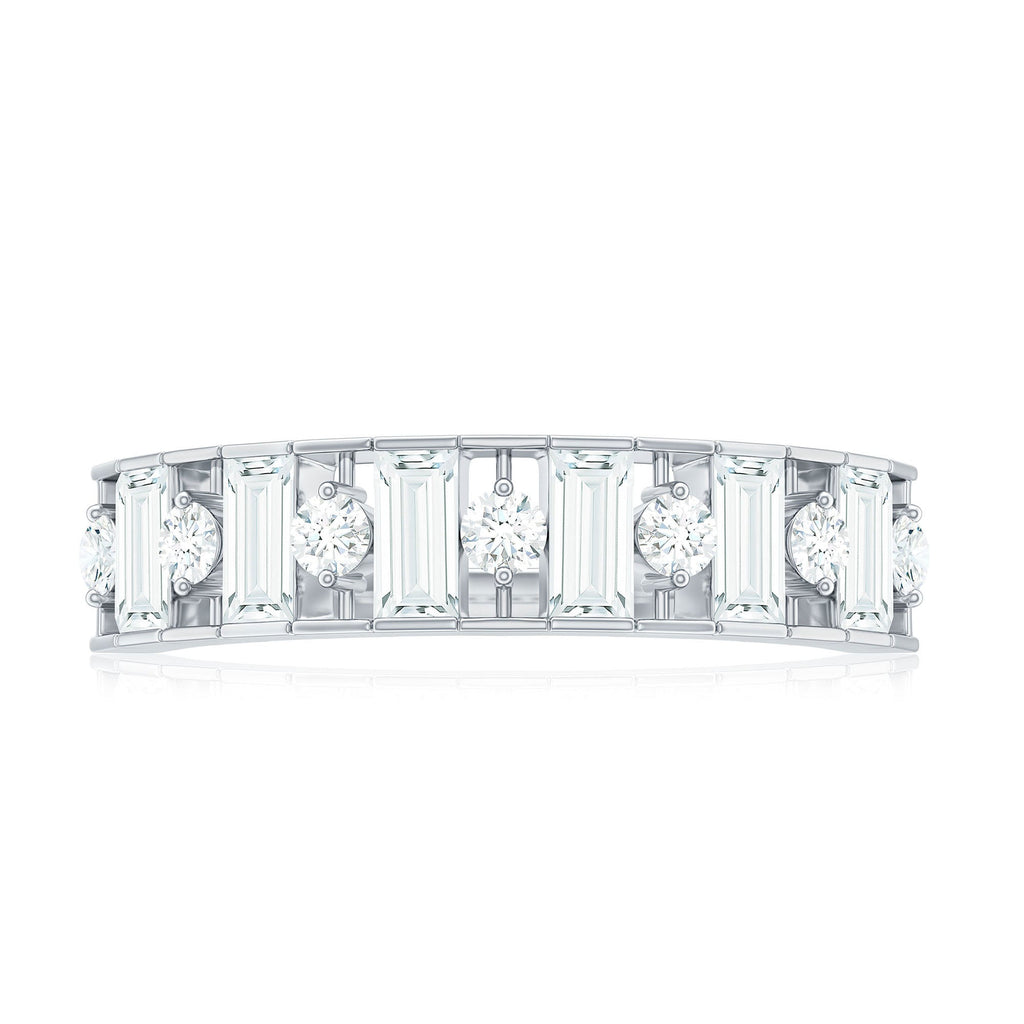 Baguette and Round Cut Moissanite Stackable Eternity Band
