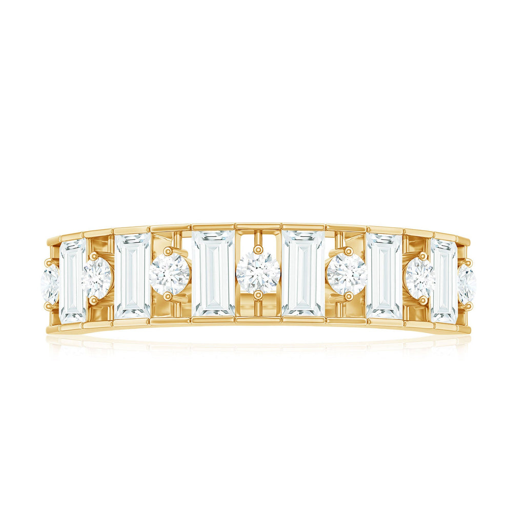 Baguette and Round Cut Moissanite Stackable Eternity Band
