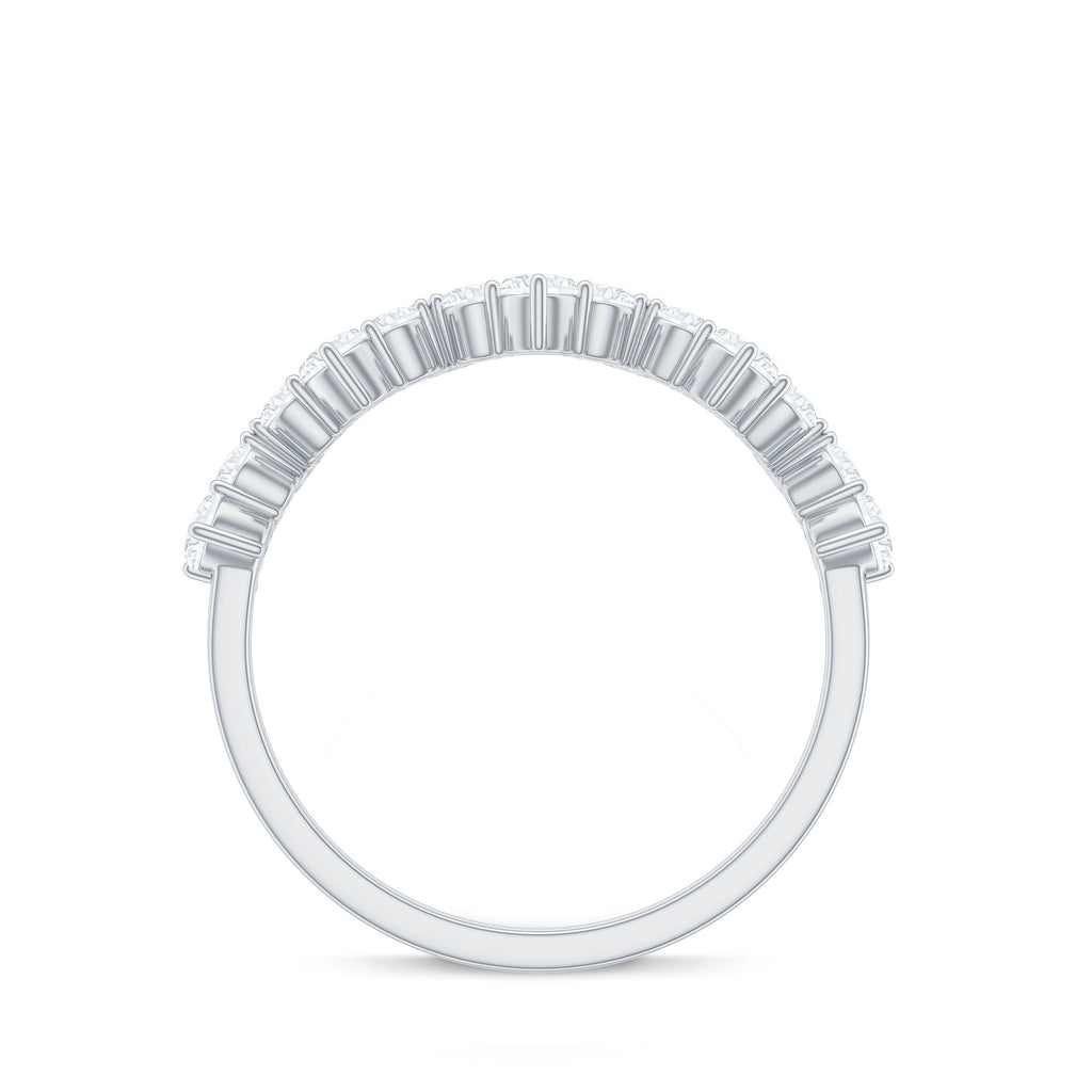 Zig Zag Style Moissanite Half Eternity Band Ring