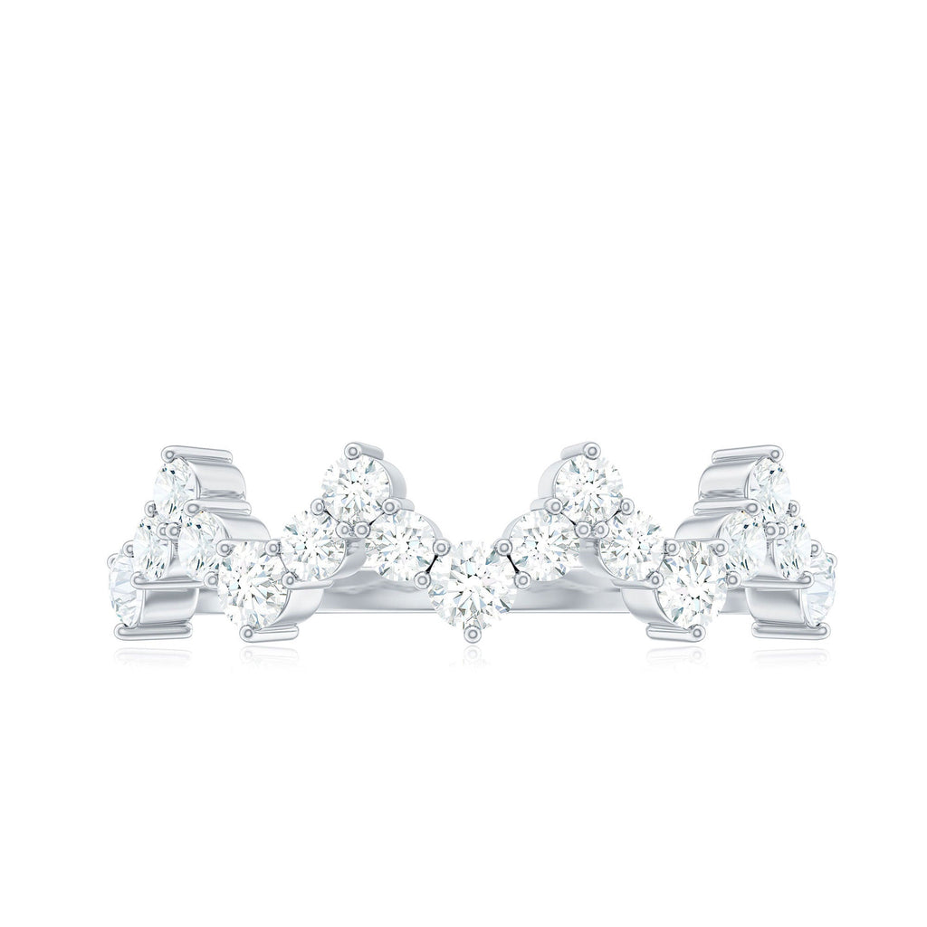 Zig Zag Style Moissanite Half Eternity Band Ring