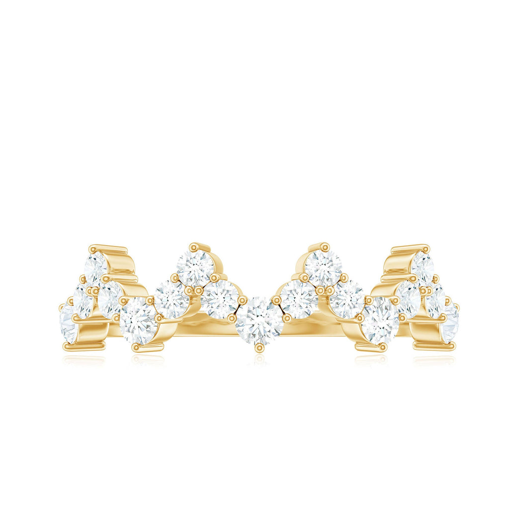 Zig Zag Style Moissanite Half Eternity Band Ring