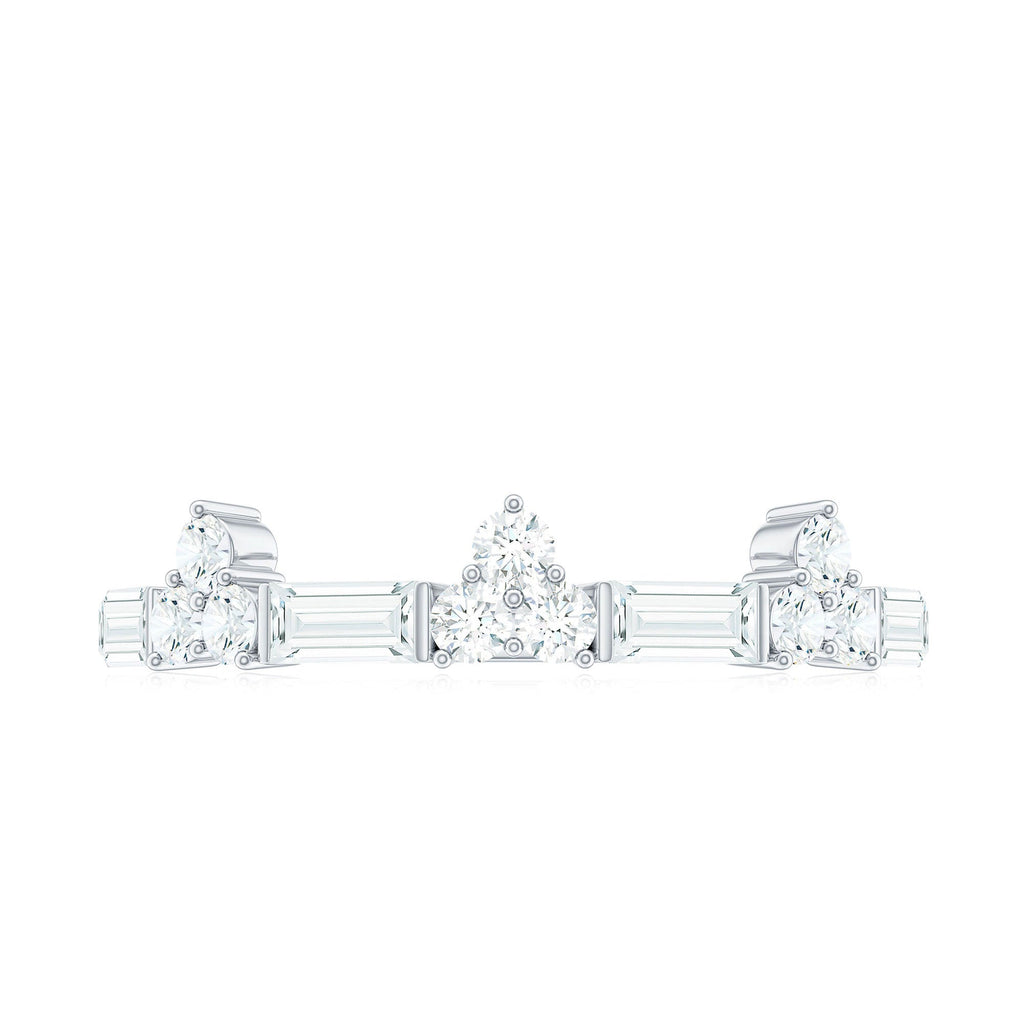Certified Baguette and Round Moissanite Half Eternity Ring