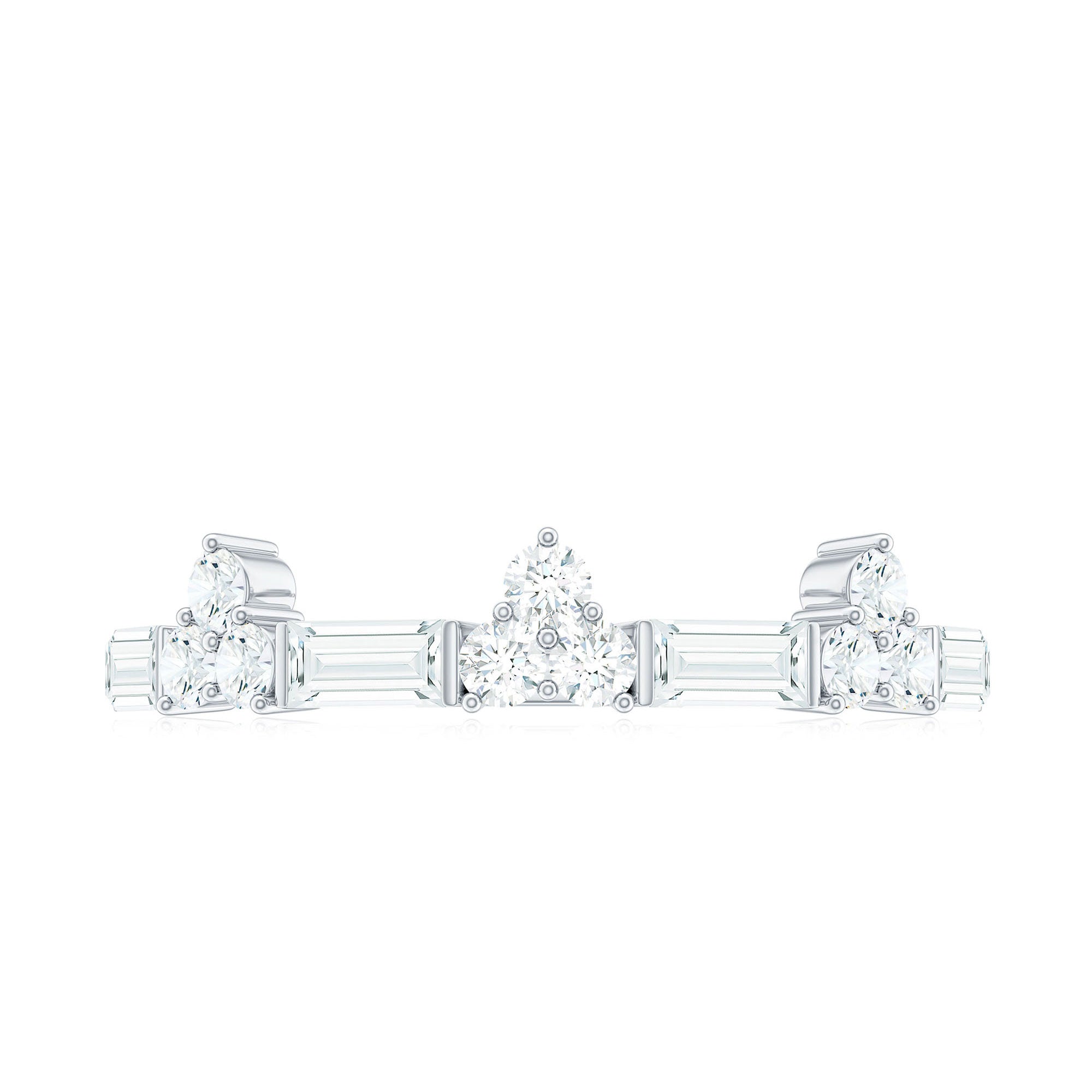 Certified Baguette and Round Moissanite Half Eternity Ring