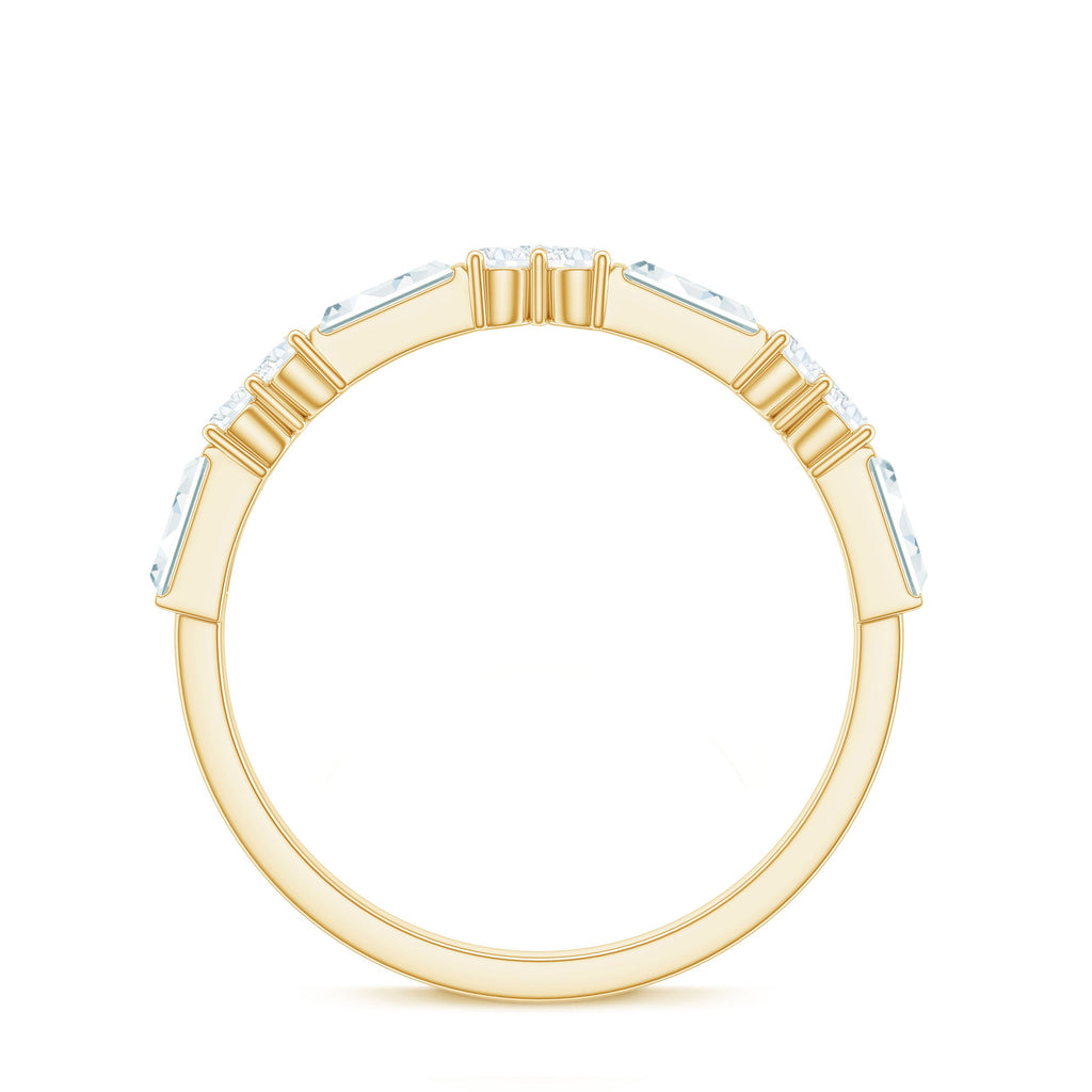 Certified Baguette and Round Moissanite Half Eternity Ring