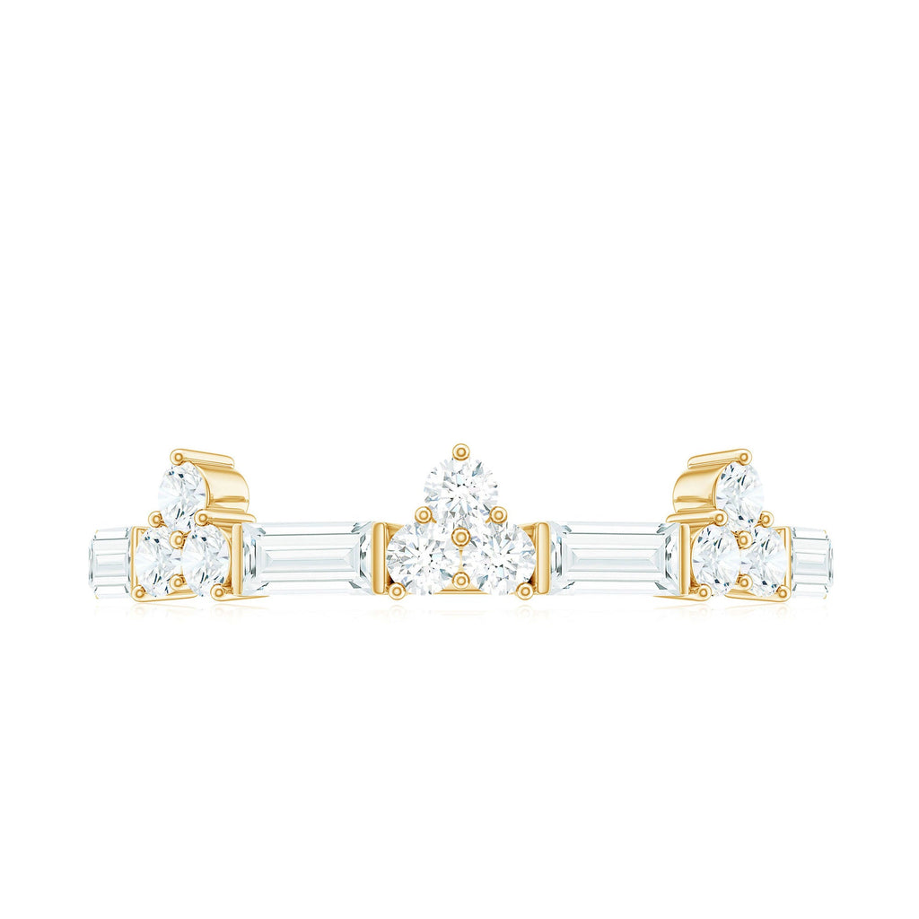 Certified Baguette and Round Moissanite Half Eternity Ring