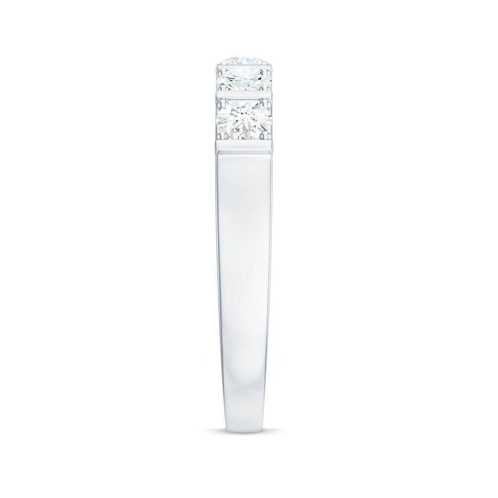 Round Cut Certified Moissanite Five Stone Anniversary Band for Men