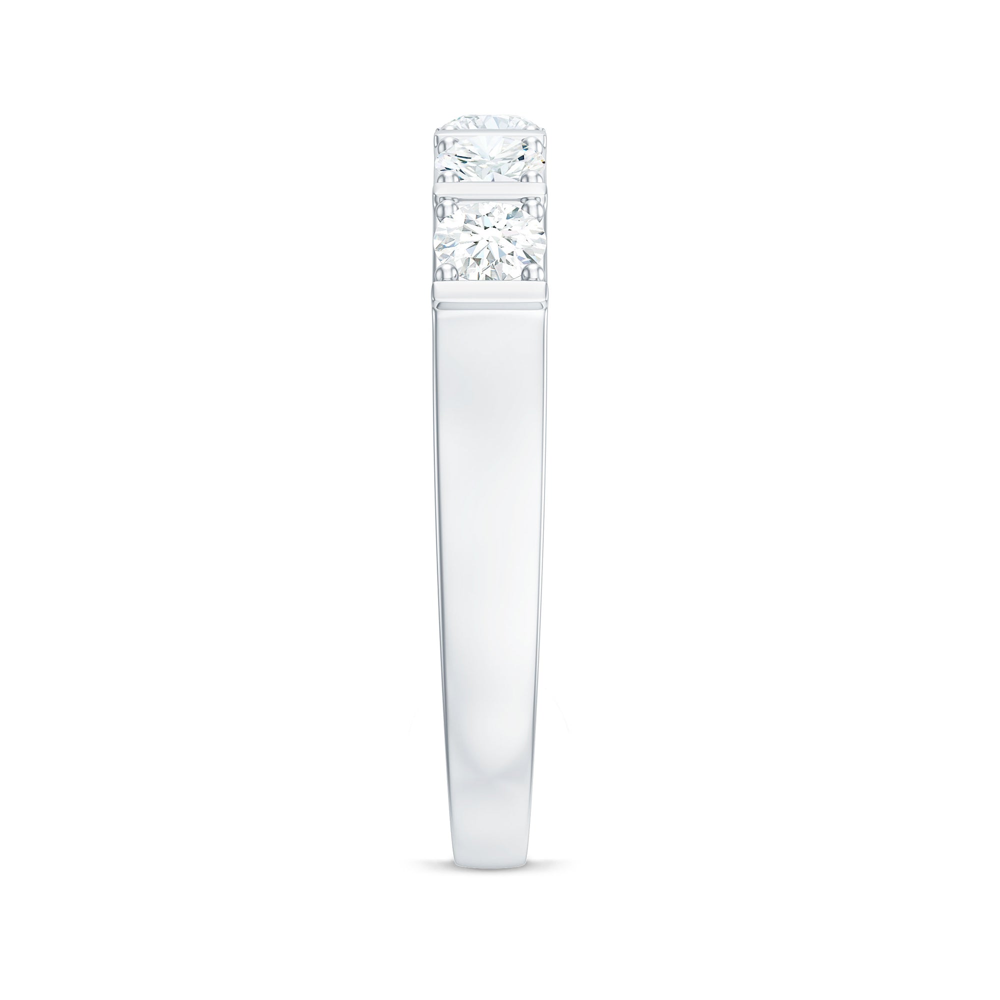 Round Cut Certified Moissanite Five Stone Anniversary Band for Men