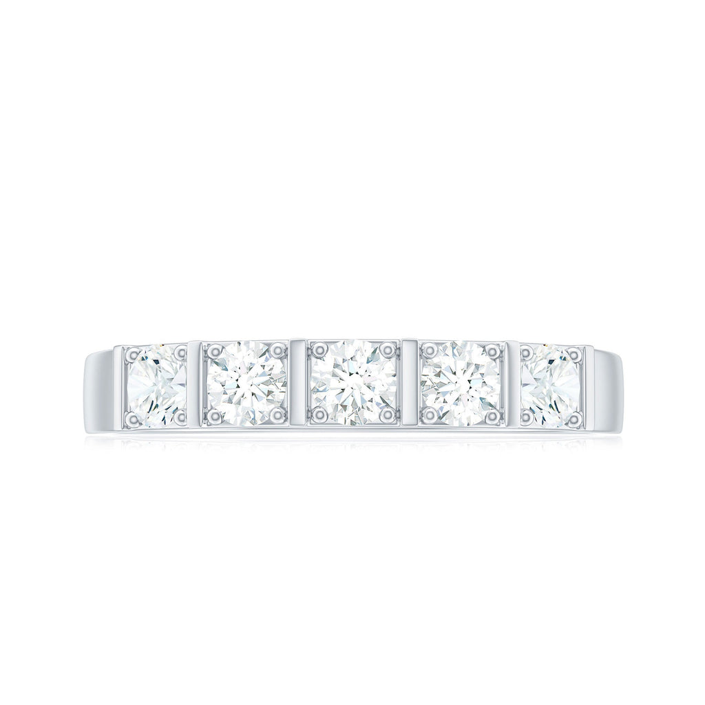 Round Cut Certified Moissanite Five Stone Anniversary Band for Men