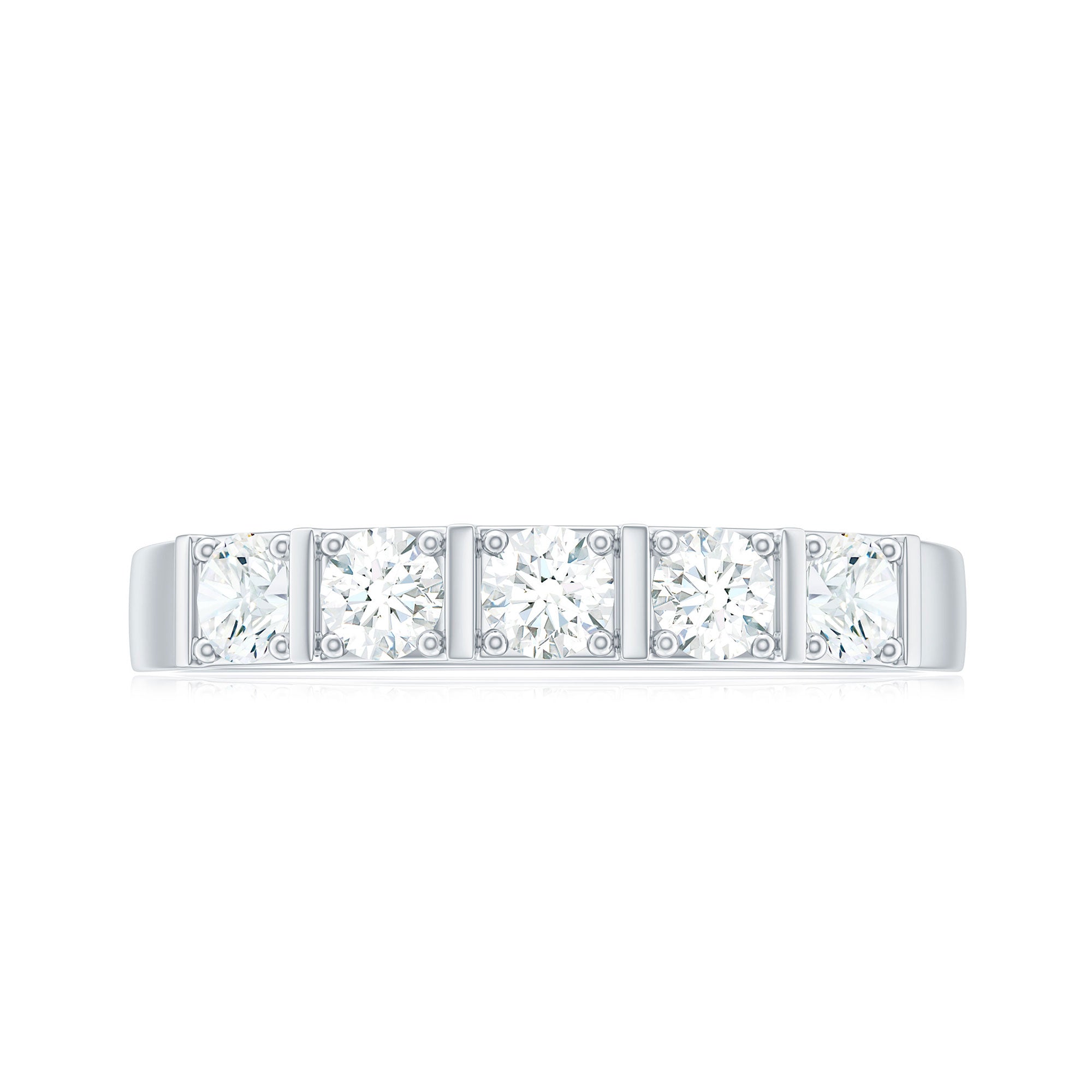 Round Cut Certified Moissanite Five Stone Anniversary Band for Men