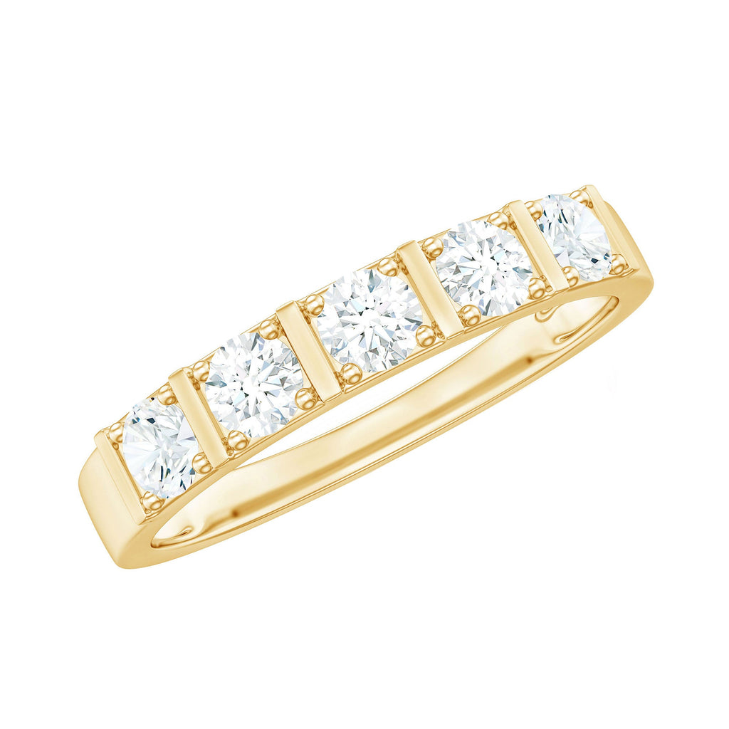 Round Cut Certified Moissanite Five Stone Anniversary Band for Men