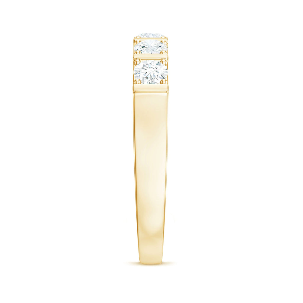 Round Cut Certified Moissanite Five Stone Anniversary Band for Men