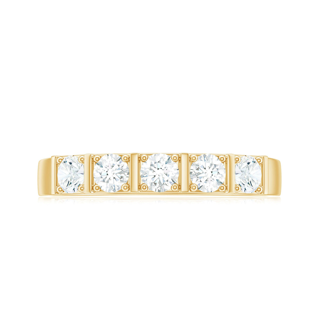 Round Cut Certified Moissanite Five Stone Anniversary Band for Men