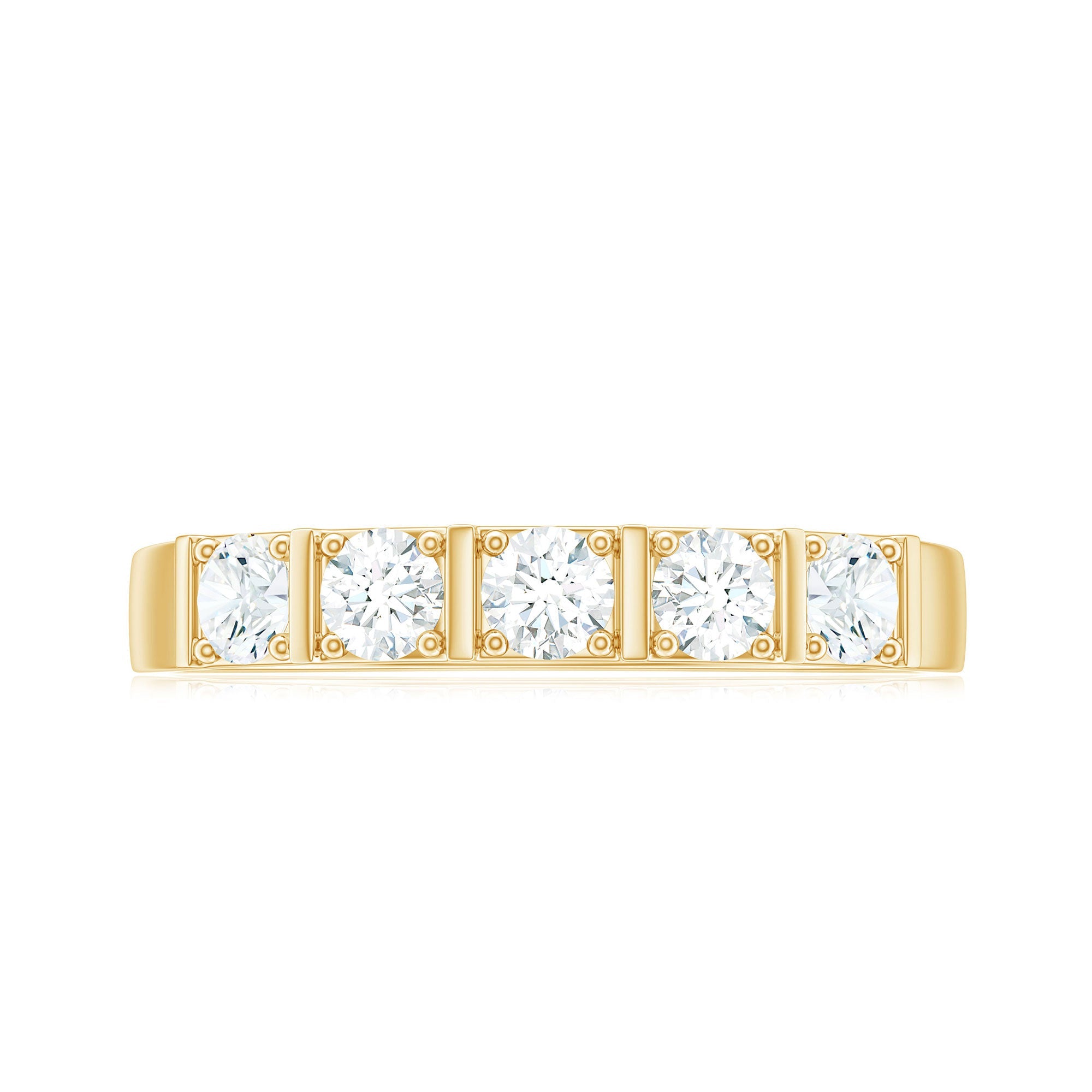 Round Cut Certified Moissanite Five Stone Anniversary Band for Men