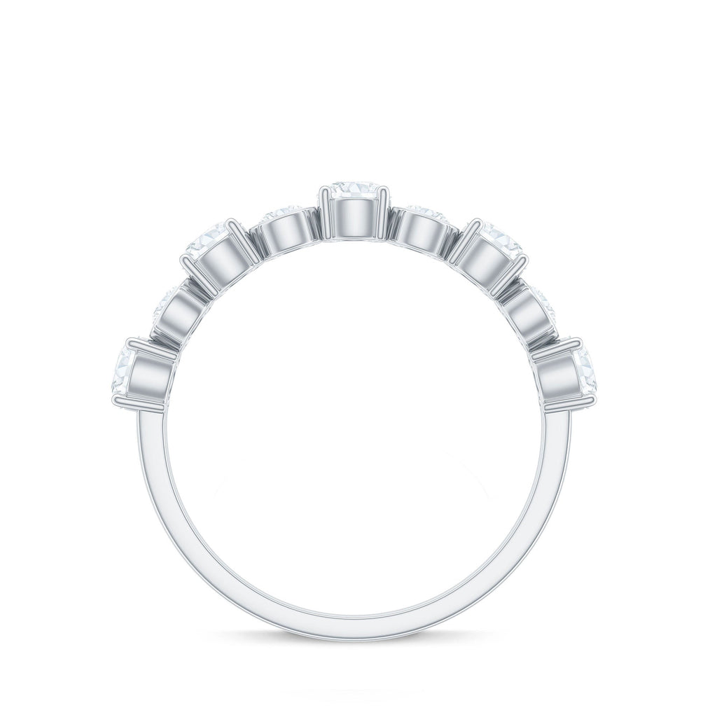 Certified Round Cut Moissanite Half Eternity Band Ring