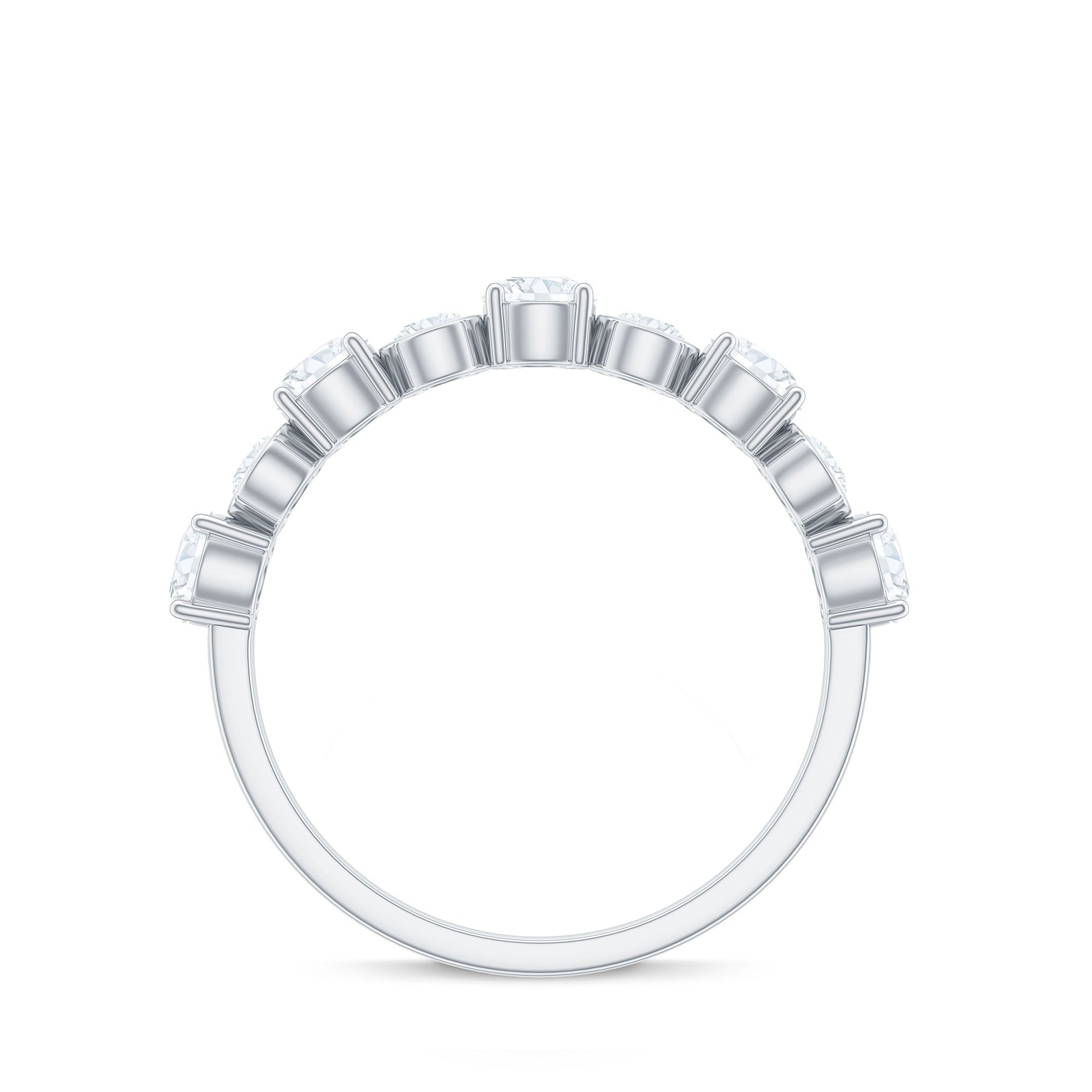 Certified Round Cut Moissanite Half Eternity Band Ring