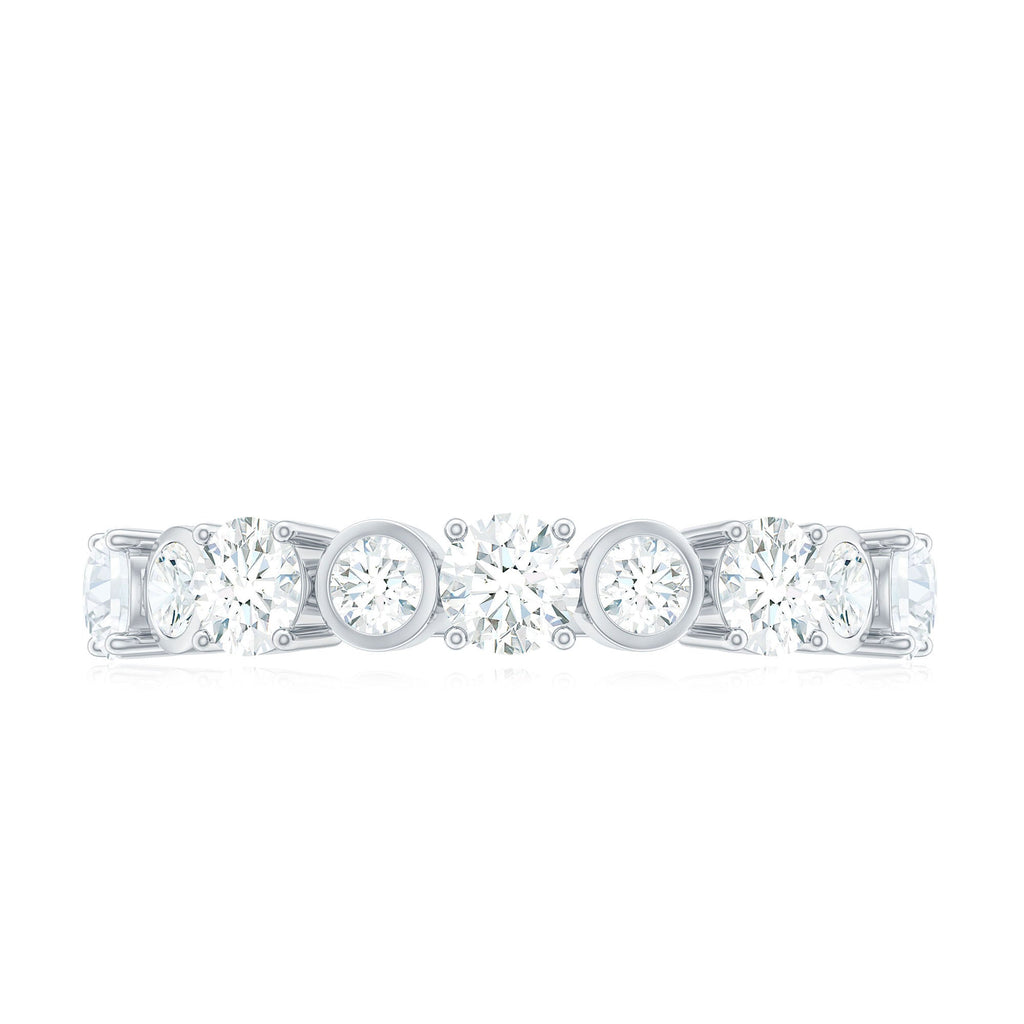 Certified Round Cut Moissanite Half Eternity Band Ring