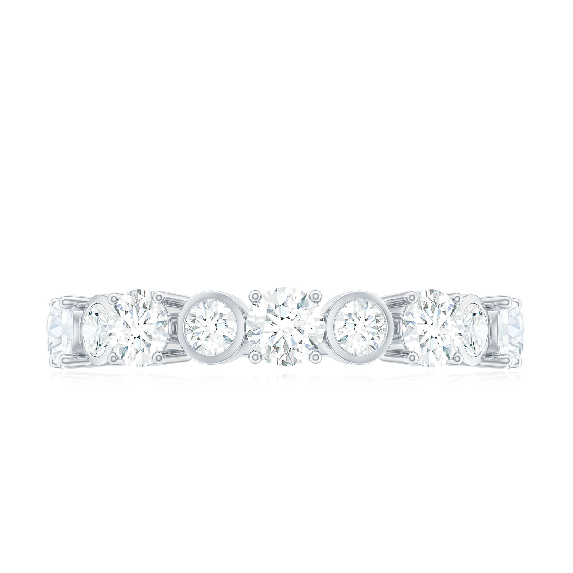 Certified Round Cut Moissanite Half Eternity Band Ring