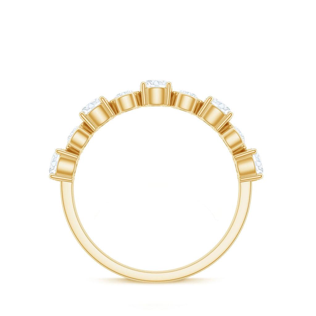 Certified Round Cut Moissanite Half Eternity Band Ring